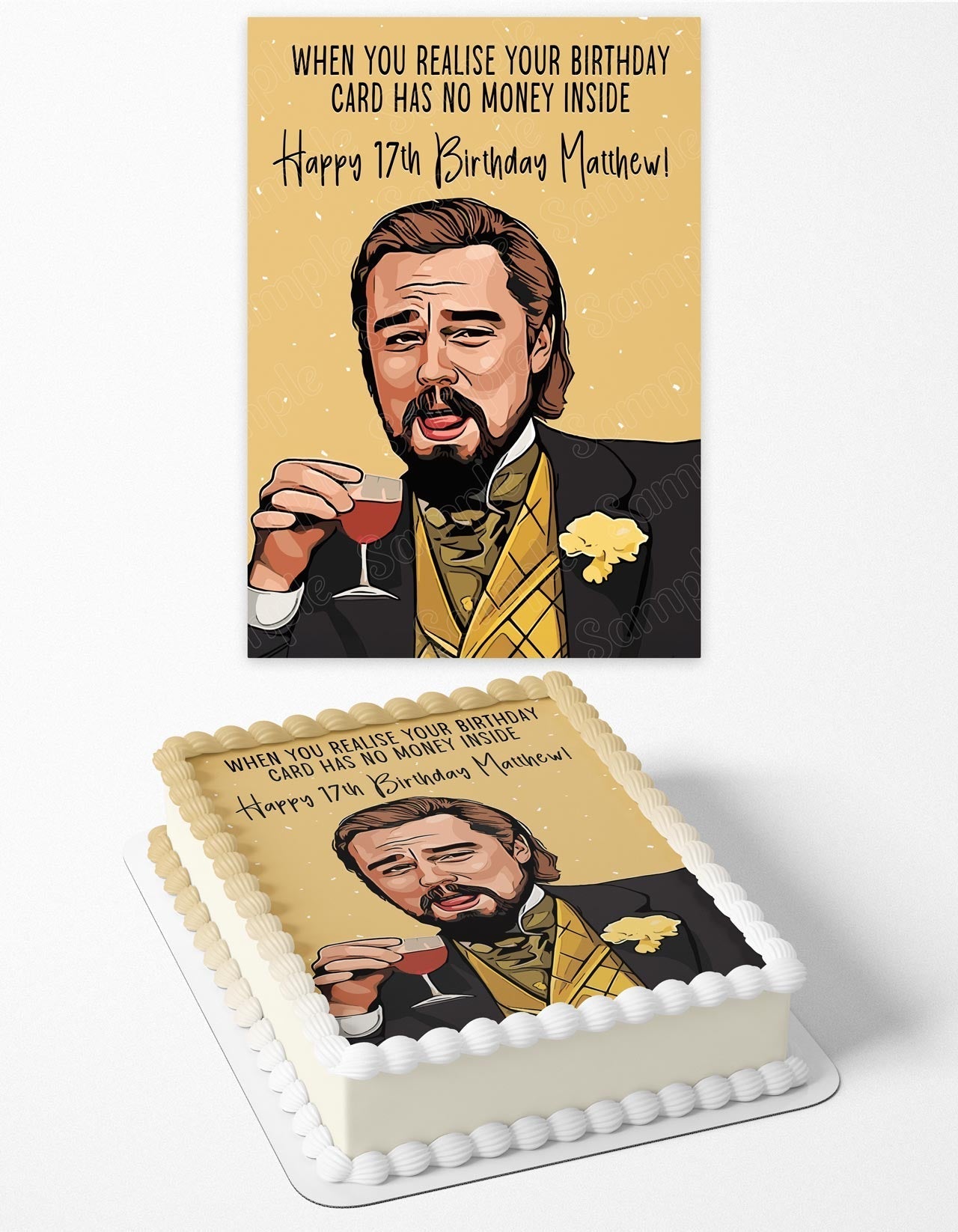 No Money Leo Meme Leonardo DiCaprio Django Unchained Edible Cake Topper