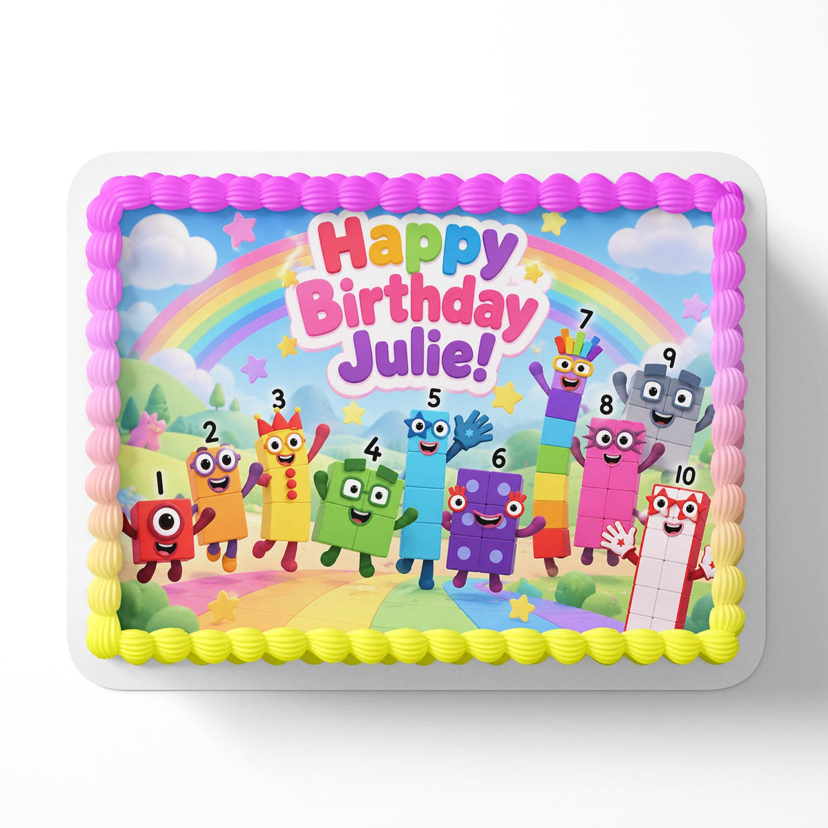 NumberBlocks Rainbow Edible Cake Topper | Birthday Cake Decoration | Photo Cake Image | Custom Edible Cake Topper