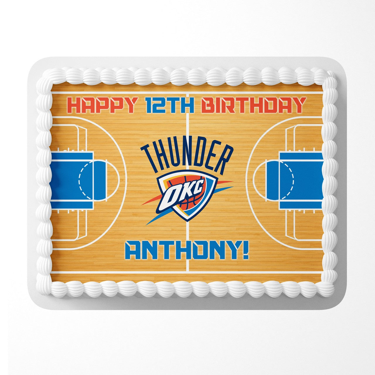 Oklahoma City Thunder Basketball Edible Cake Image - Edible Cake Topper Birthday Cake Decoration