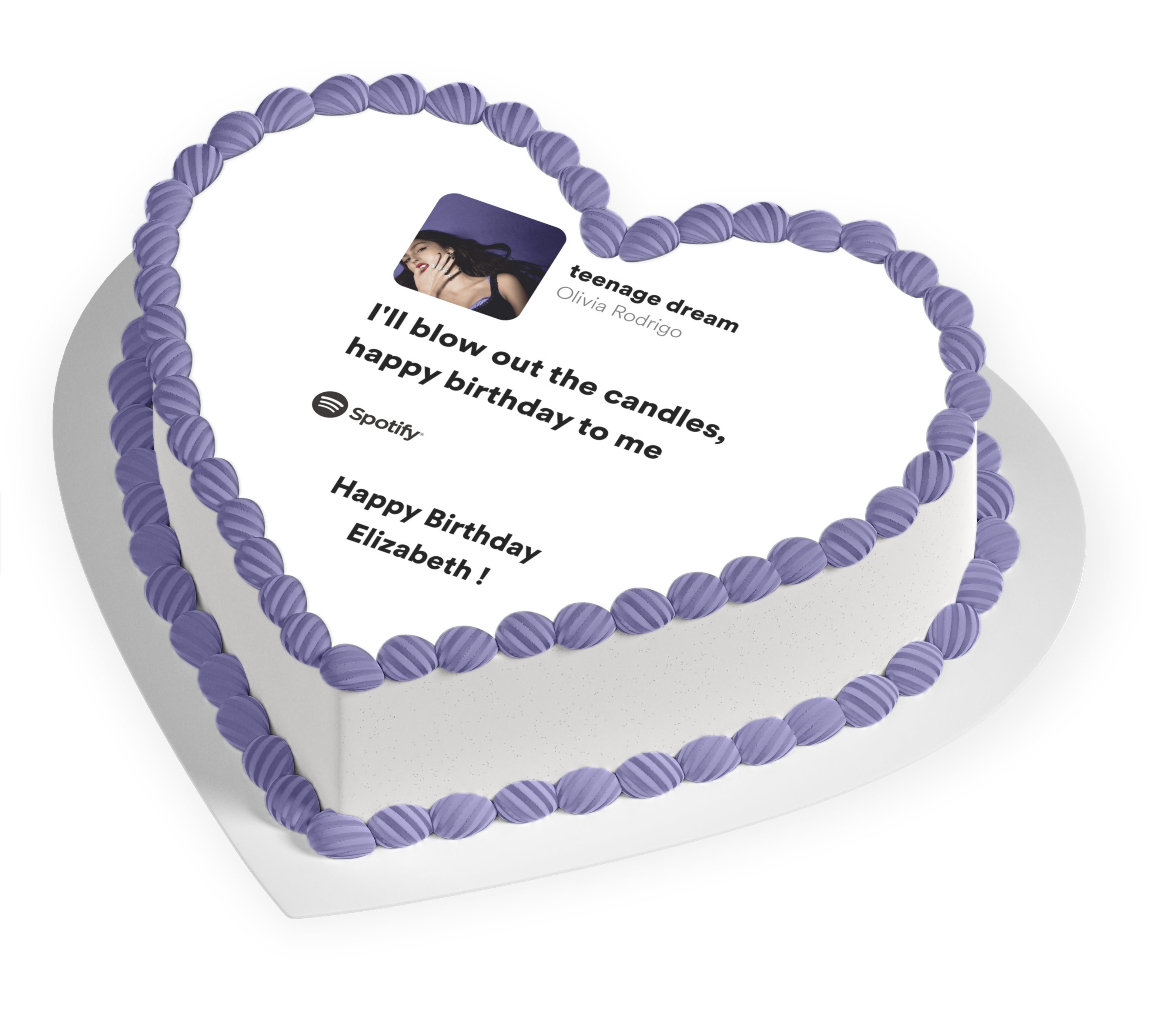 Olivia Candles Blow Out Heart Shaped – Frosting Sheet - Personalized Edible Cake Topper | Custom Icing Sheet | Birthday Cake Decoration
