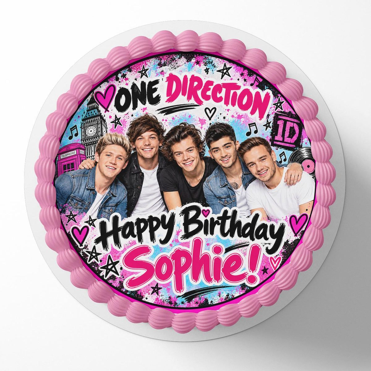 One Direction Band Edible Cake Topper | Birthday Cake Decoration | Photo Cake Image | Custom Edible Cake Topper