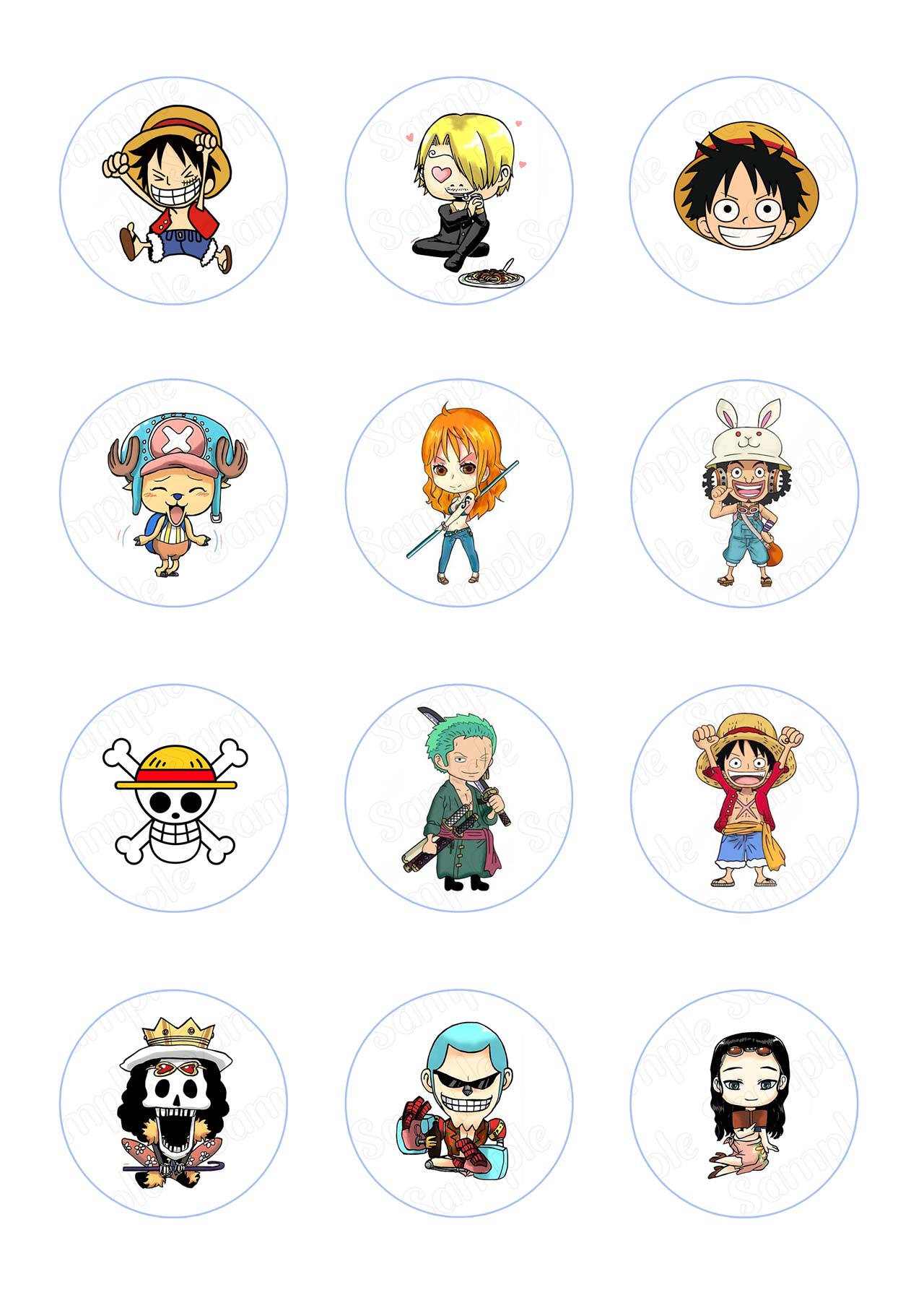 One Piece Crew Straw Hat Edible Cupcake Toppers – Round Icing She - Edible Cake Topper | Icing Sheet | Birthday Cake Decoration