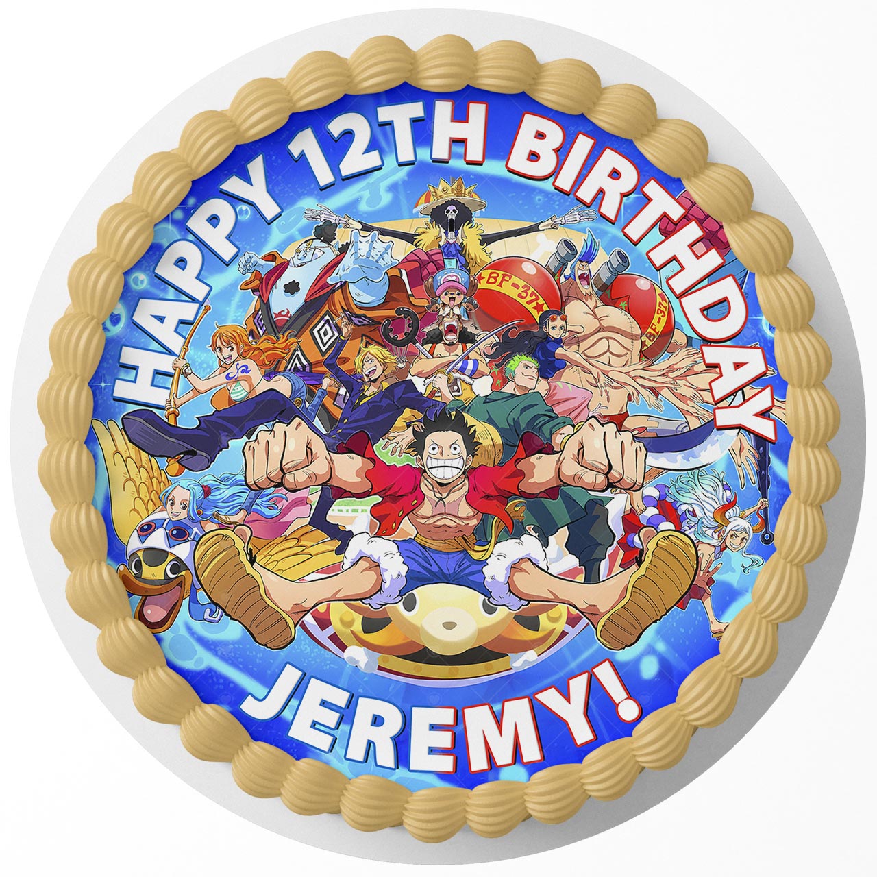 OnePiece Kids Luffy Going Merry Crew Round – Icing Sheet Birthday - Personalized Edible Cake Topper | Custom Icing Sheet | Birthday Cake Decoration