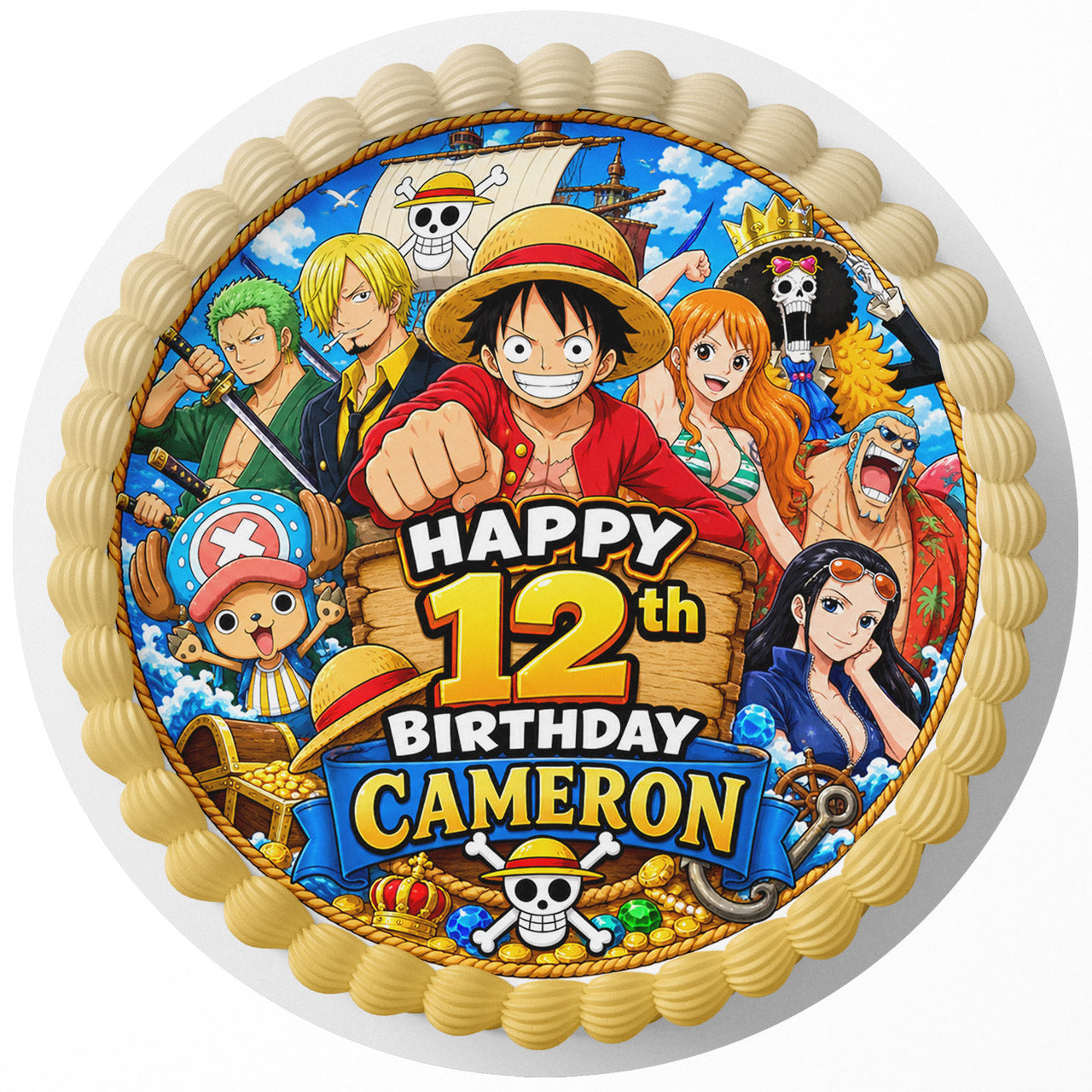 One Piece Team Anime﻿ Custom Edible Cake Image - Edible Cake Topper Birthday Cake Decoration