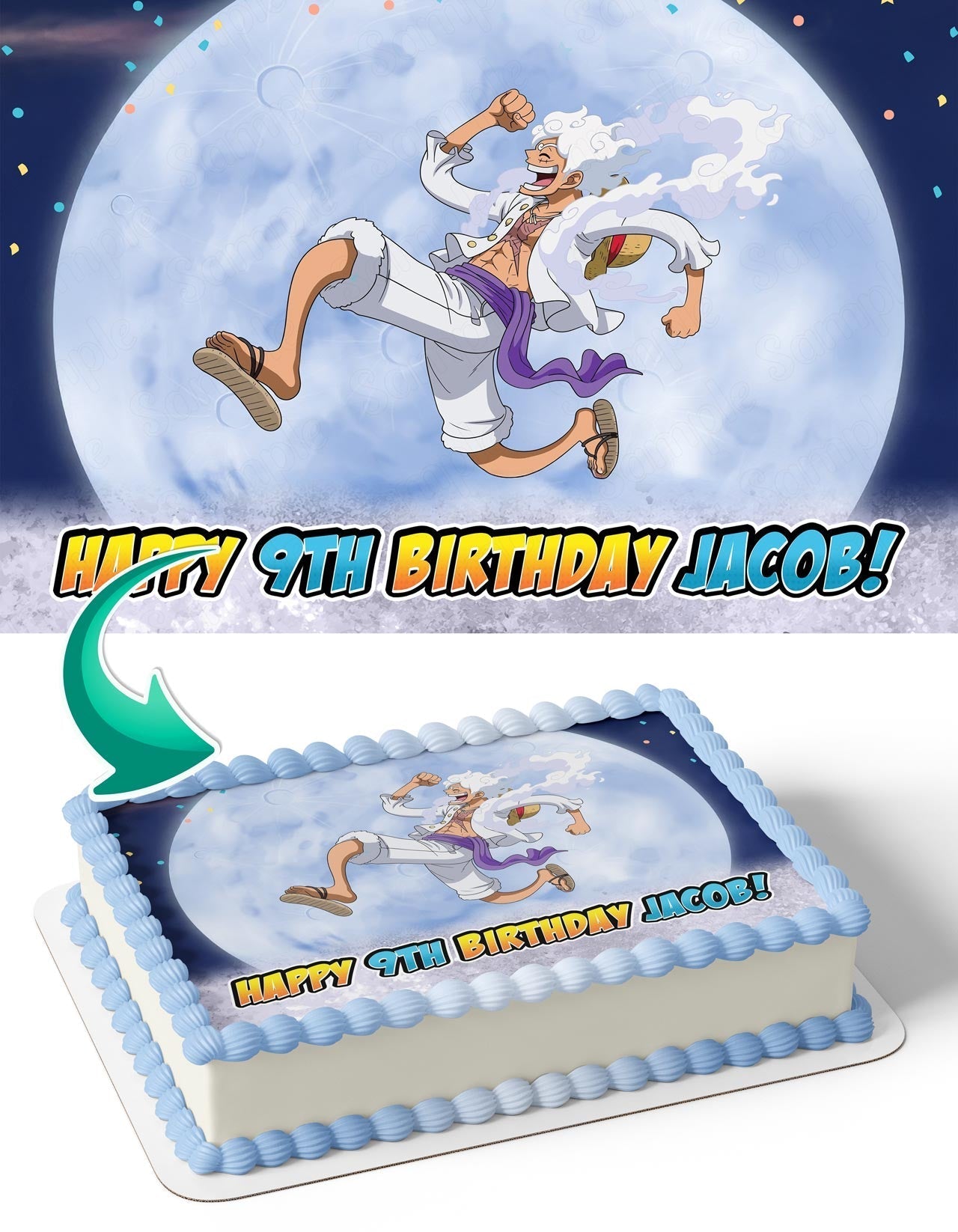 Piece Kids Luffy Monkey D Luffy Gear 5 Manga Edible Cake Topper