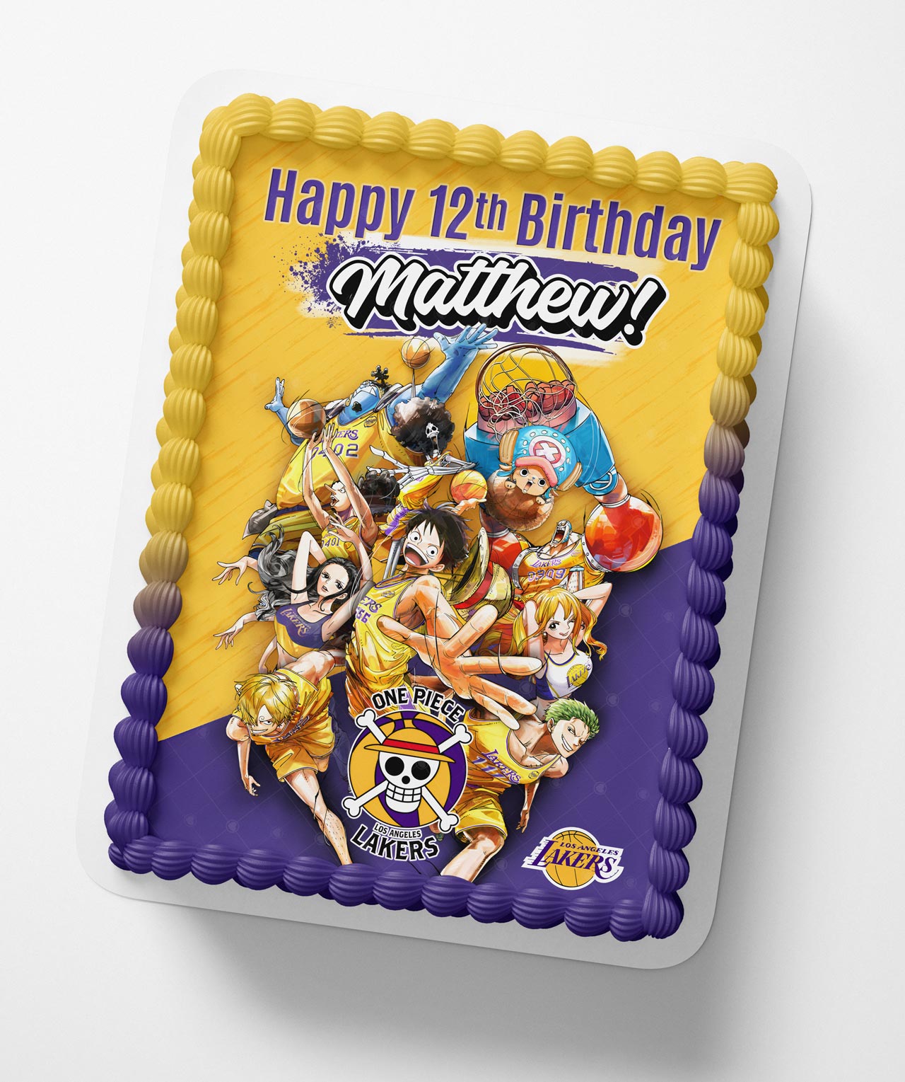 Piece Kids Luffy x Los Angeles Lakers Pt Edible Cake Topper