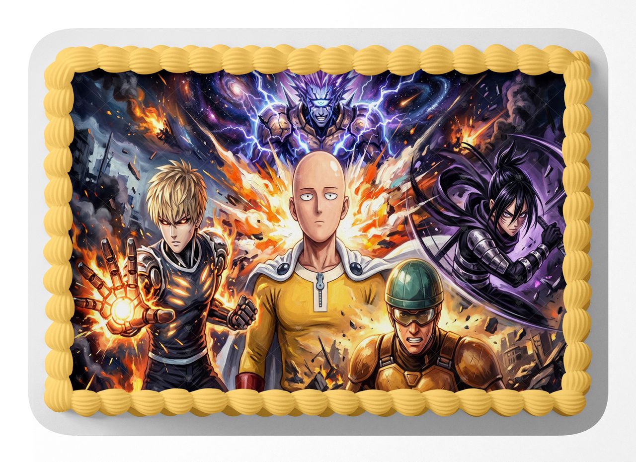One Punch Man Action Anime edible cake topper