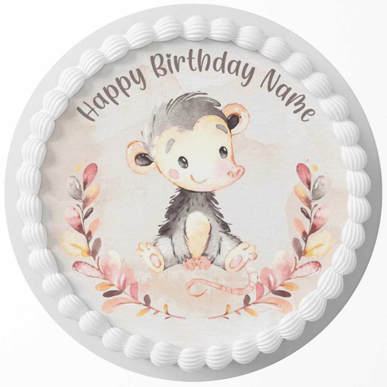 Opossum Round – Icing Sheet Birthday - Personalized Edible Cake Topper | Custom Icing Sheet | Birthday Cake Decoration | Photo Cake Image