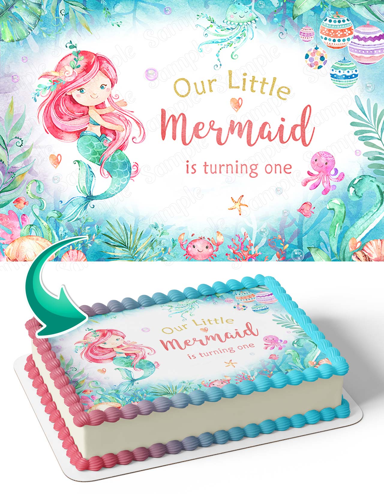 Our Little Mermaid is Turning One OLM Edible Cake Topper