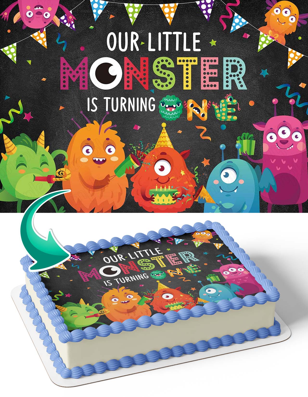 Our Little Monster is Turning One Edible Cake Topper
