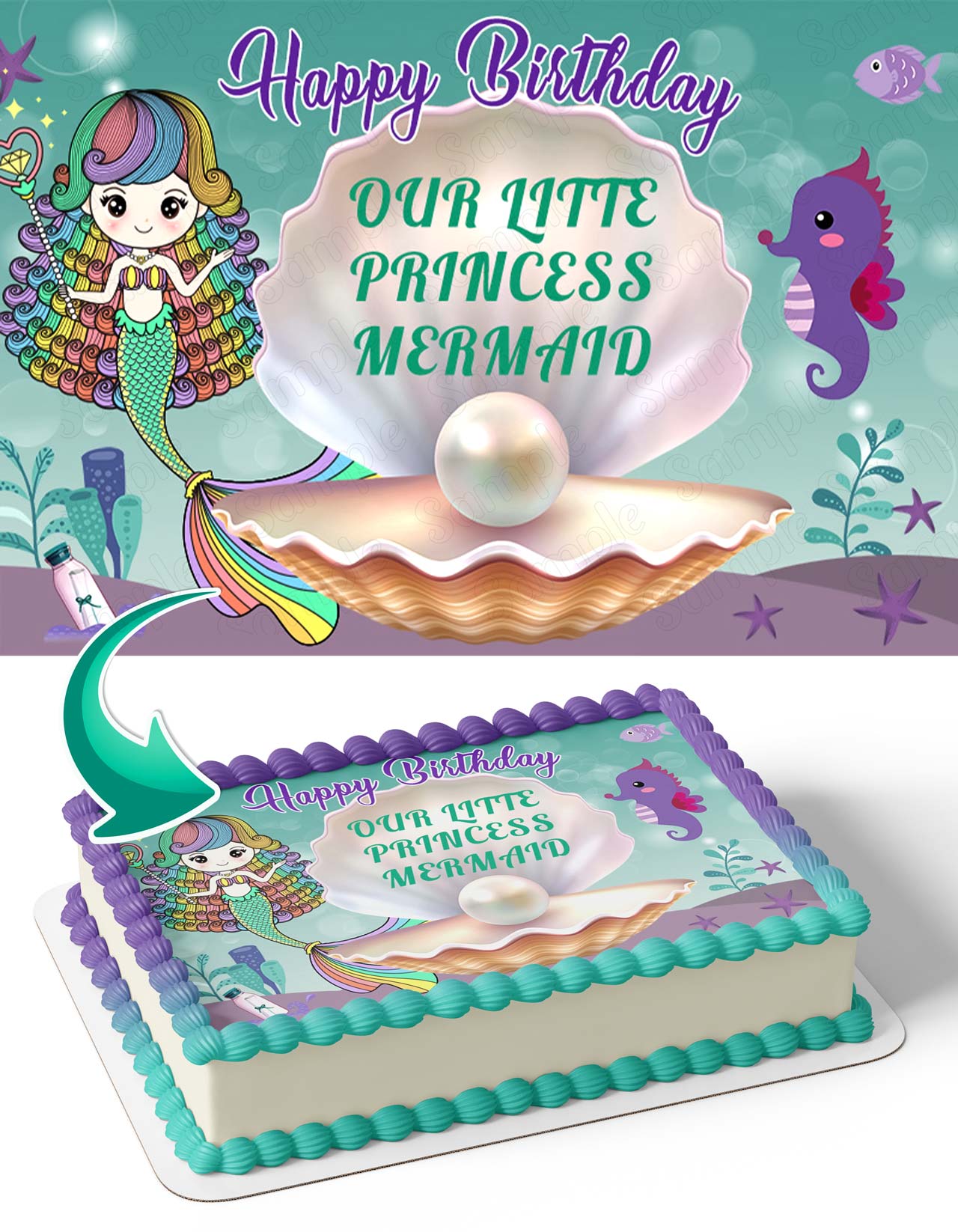 Our Little Princess Mermaid OLM Edible Cake Topper