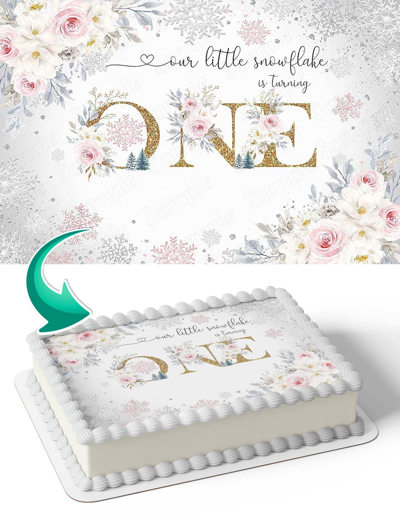 Our Little Snowflake is Turning One Edible Cake Topper