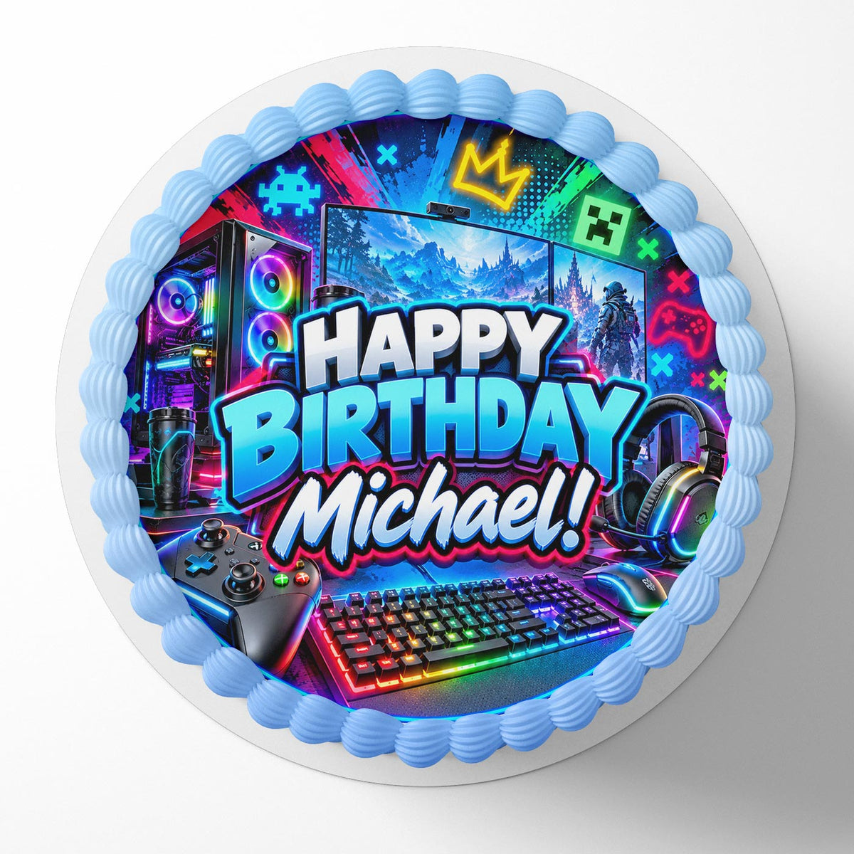 PC Gamer Player Fan Edible Cake Topper | Birthday Cake Decoration | Photo Cake Image | Custom Edible Cake Topper