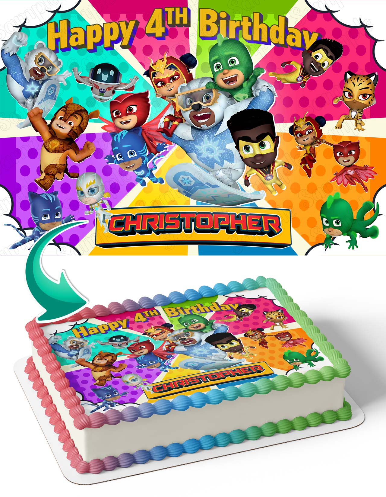 PJ Masks Power Heroes Themed Edible Cake Topper