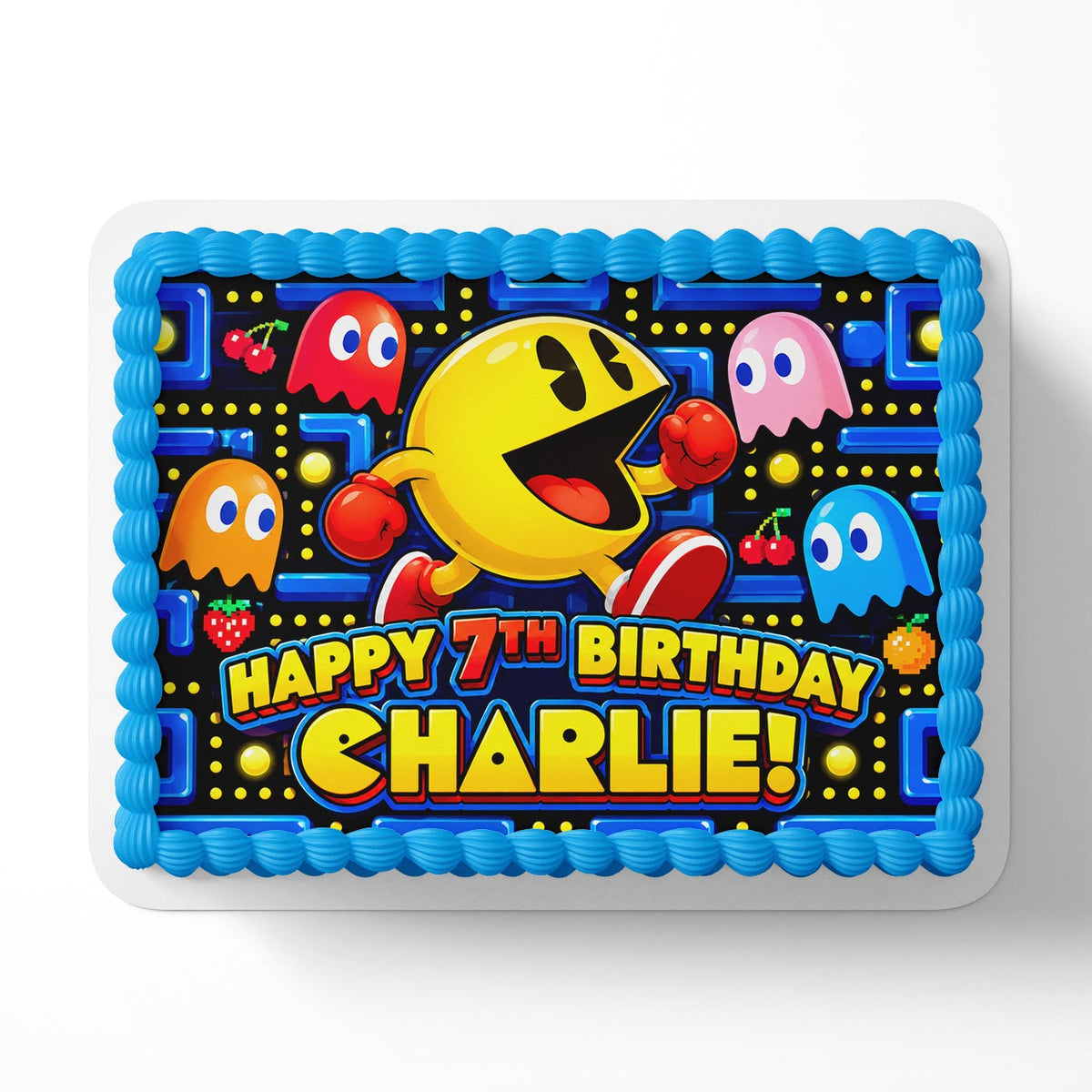 Pacman Edible Cake Topper | Birthday Cake Decoration | Photo Cake Image | Custom Edible Cake Topper