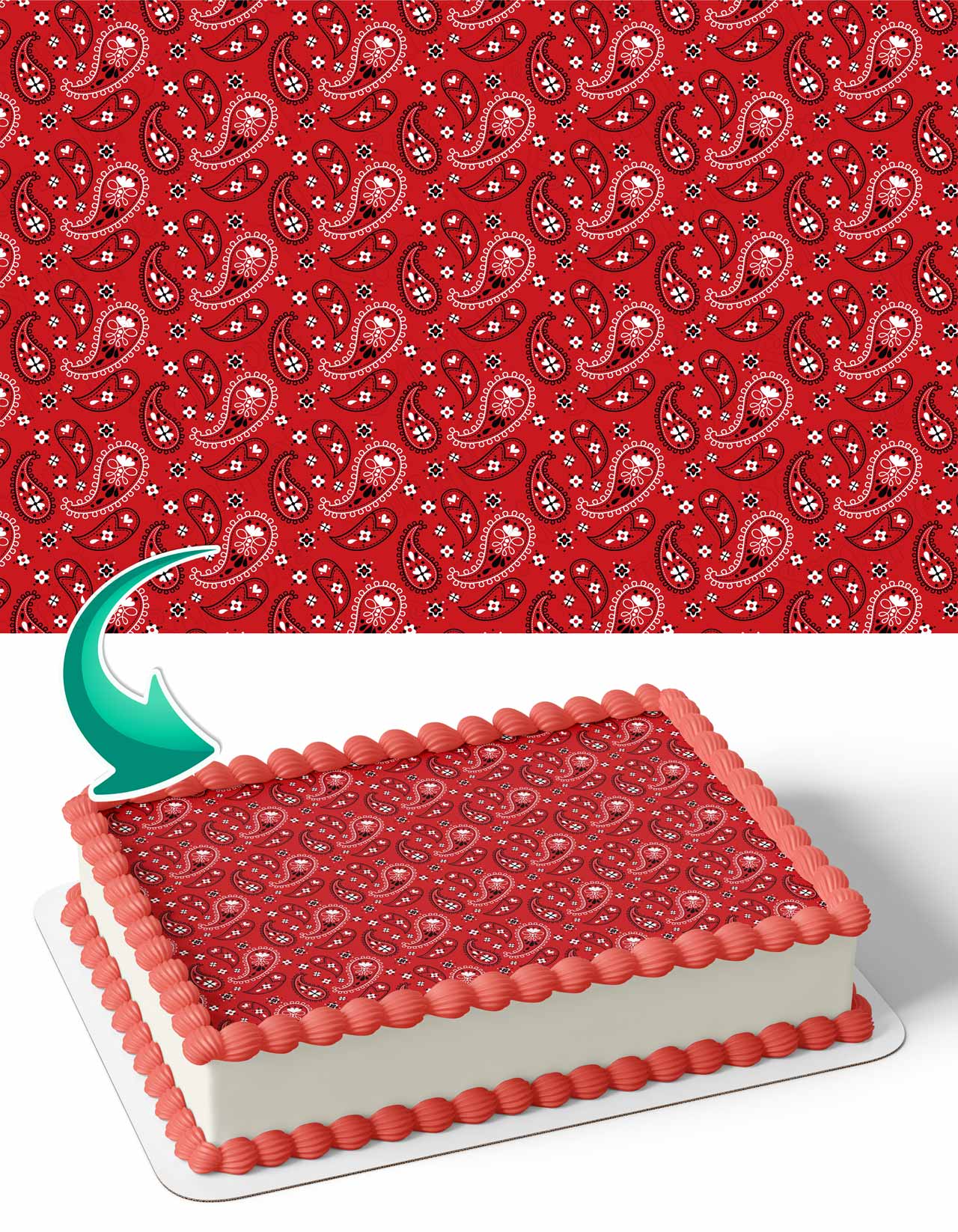 Paisley Bandana Red Edible Cake Topper