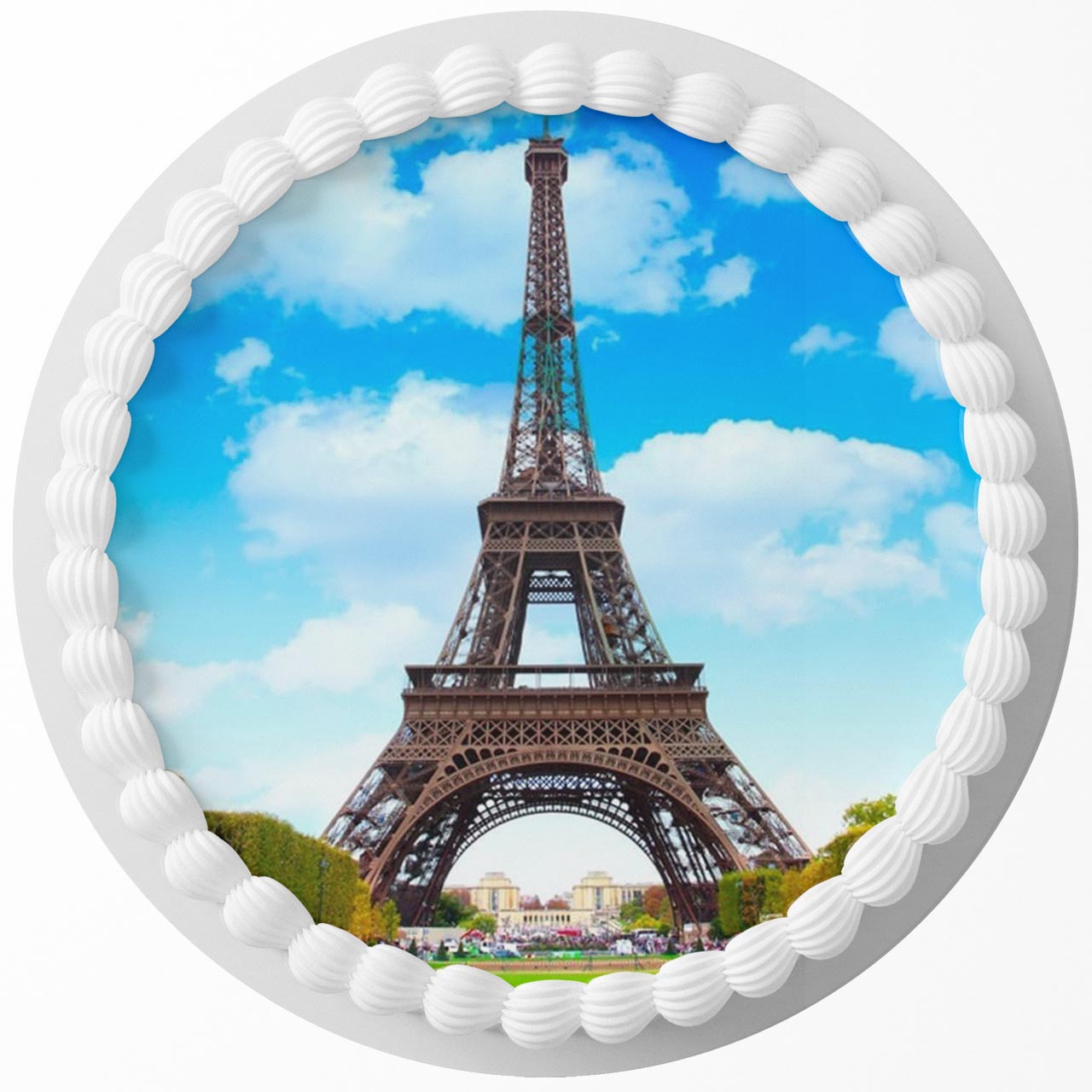 Paris Eiffel Tower Round – Icing Sheet Birthday - Personalized Edible Cake Topper | Custom Icing Sheet | Birthday Cake Decoration