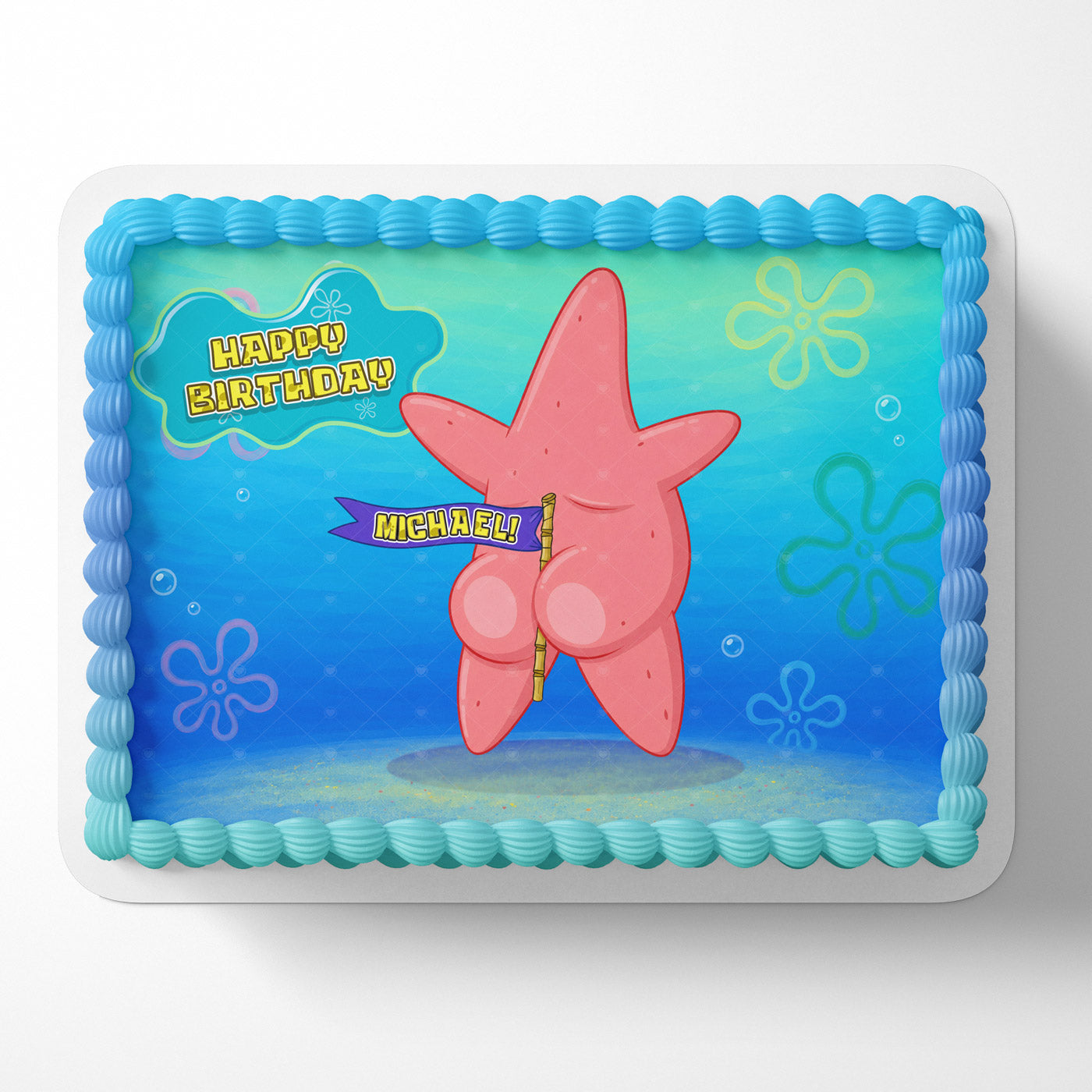 Patrick Star Butt Meme Birthday Custom Edible Cake Image Topper Decoration Icing Sheet