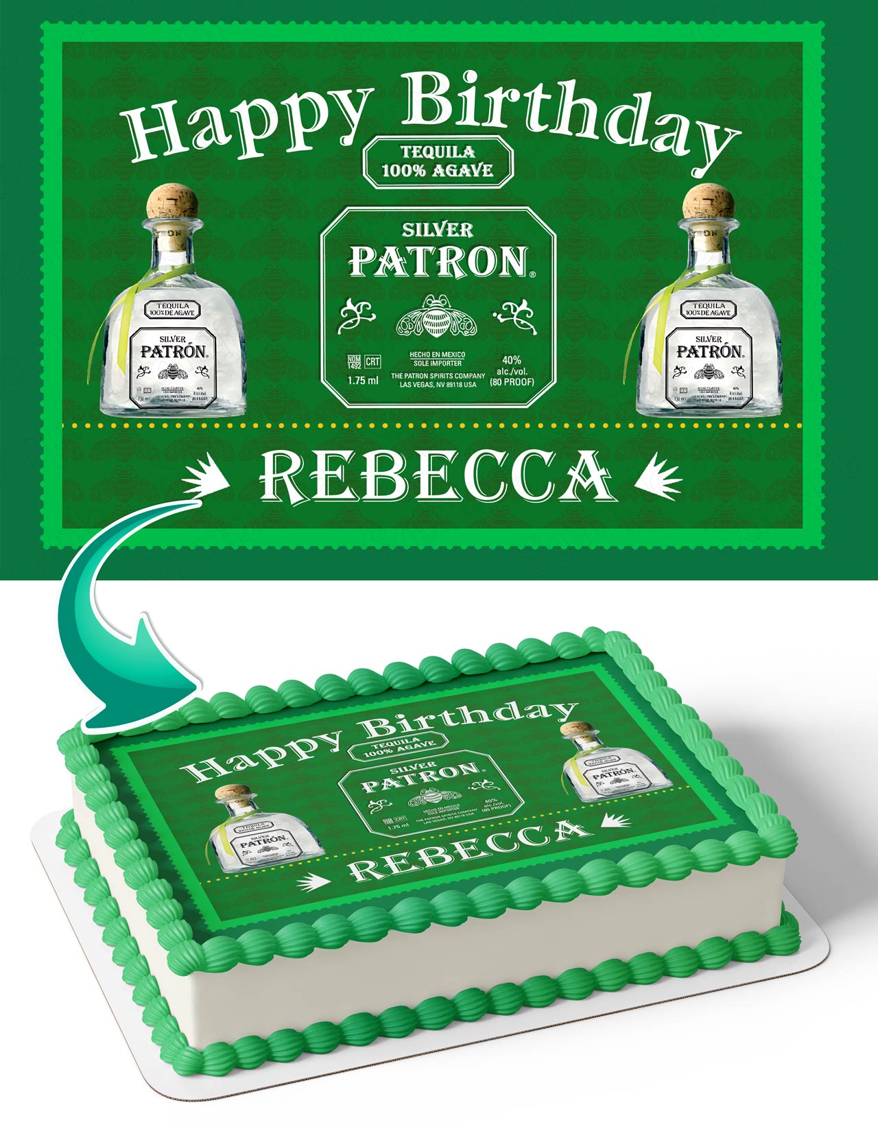 Patron Tequila Silver Edible Cake Topper