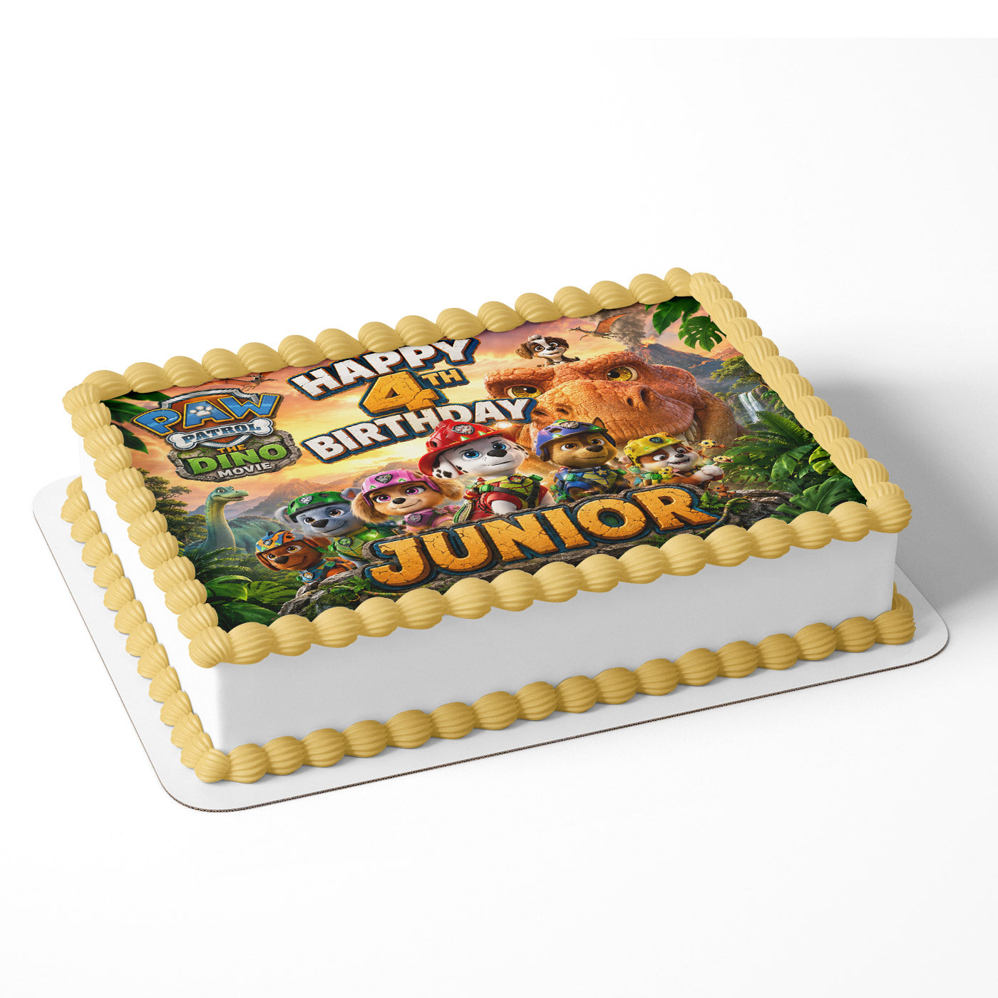 Paw Patrol Dinosaurs Jungle Kids Inspired Custom Edible Cake Image Topper Decoration Icing Sheet