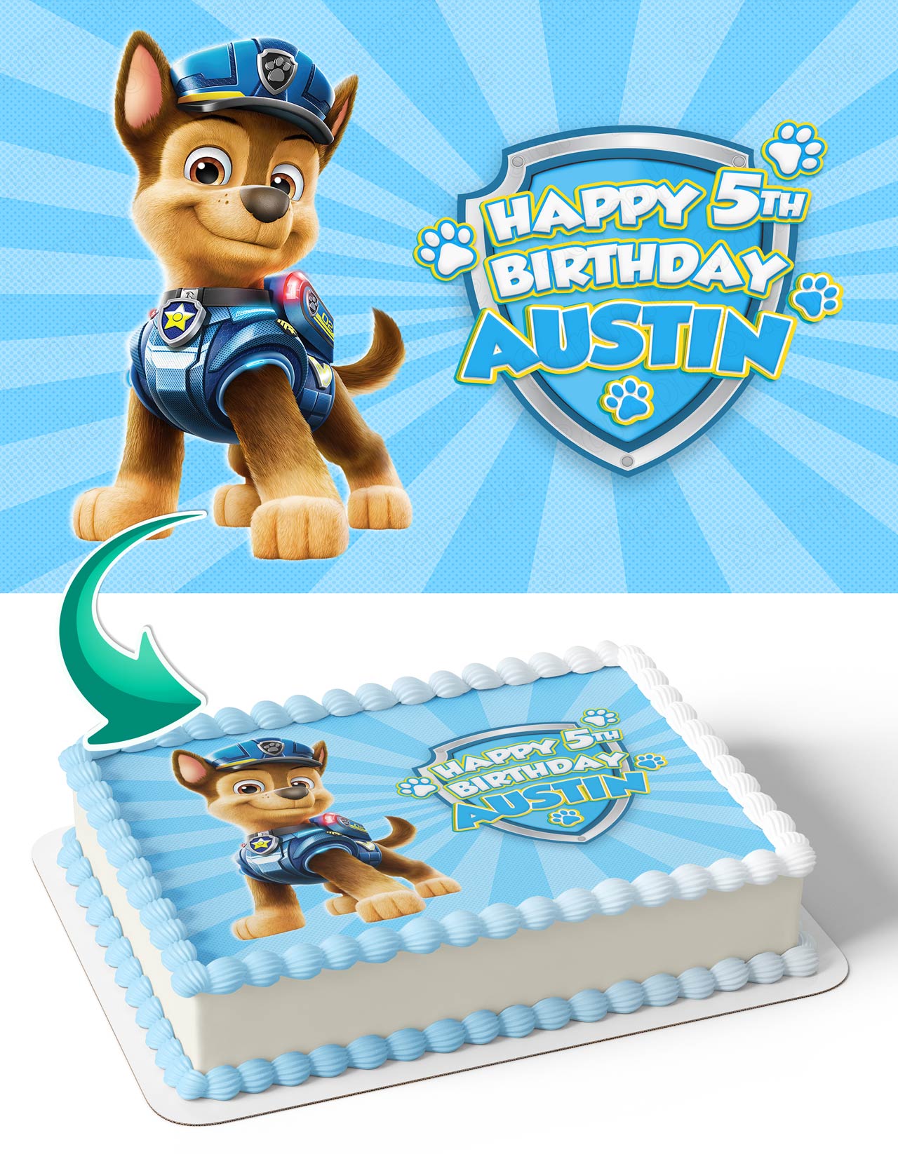 Puppies Patrol Chase Edible Cake Topper