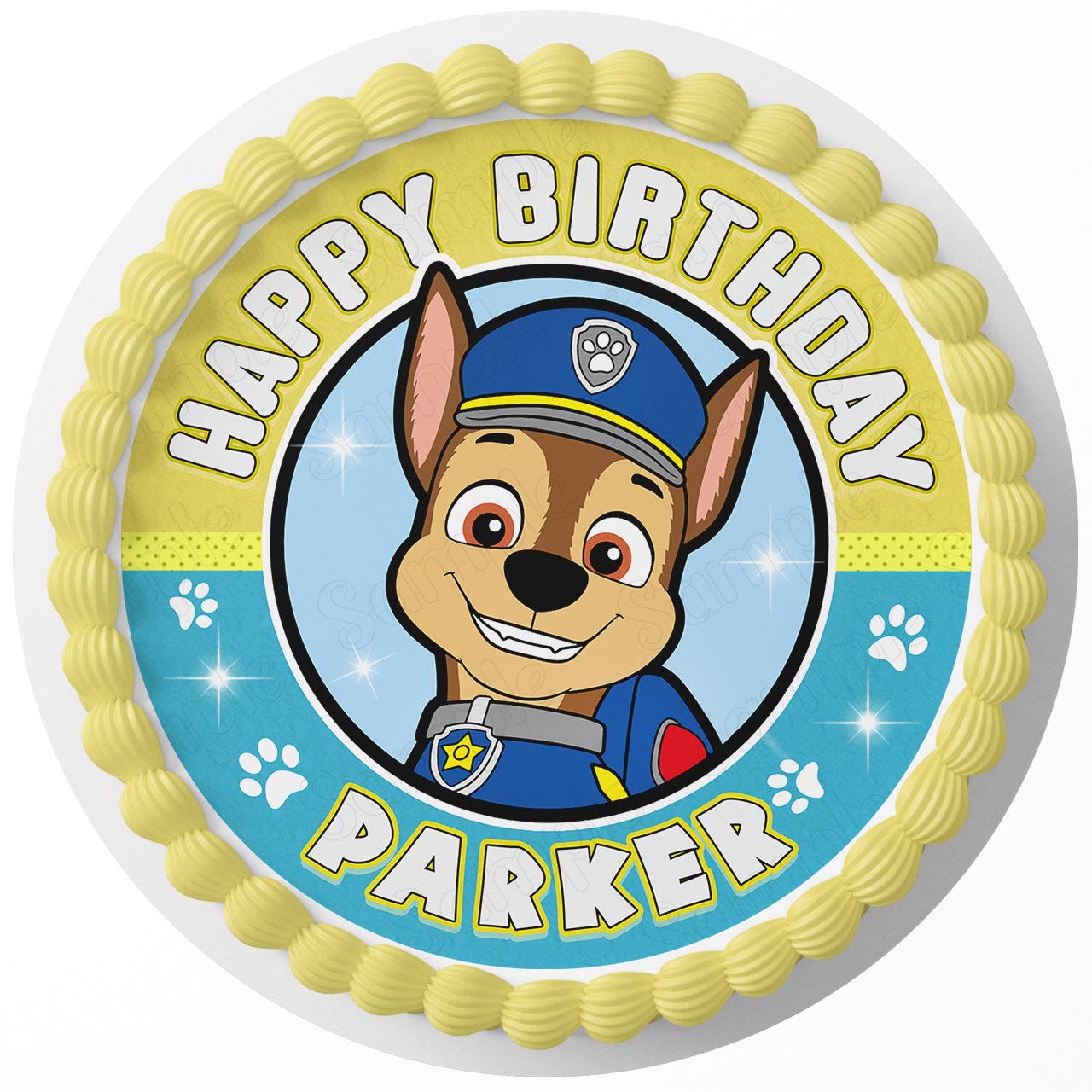 Paw Patrol Chase Round – Icing Sheet Birthday - Personalized Edible Cake Topper | Custom Icing Sheet | Birthday Cake Decoration | Photo Cake Image