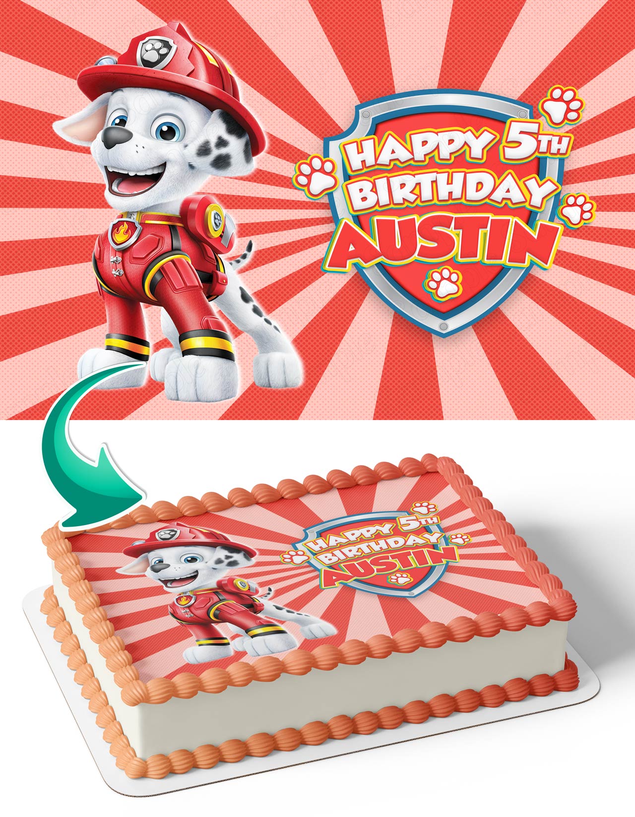 Puppies Patrol Marshall Edible Cake Topper
