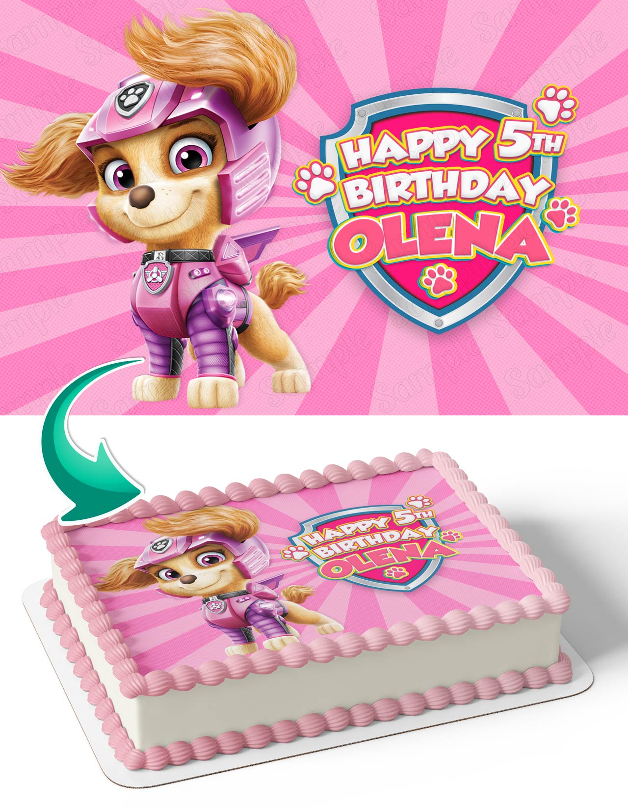 Puppies Patrol Skye Pink PP Edible Cake Topper