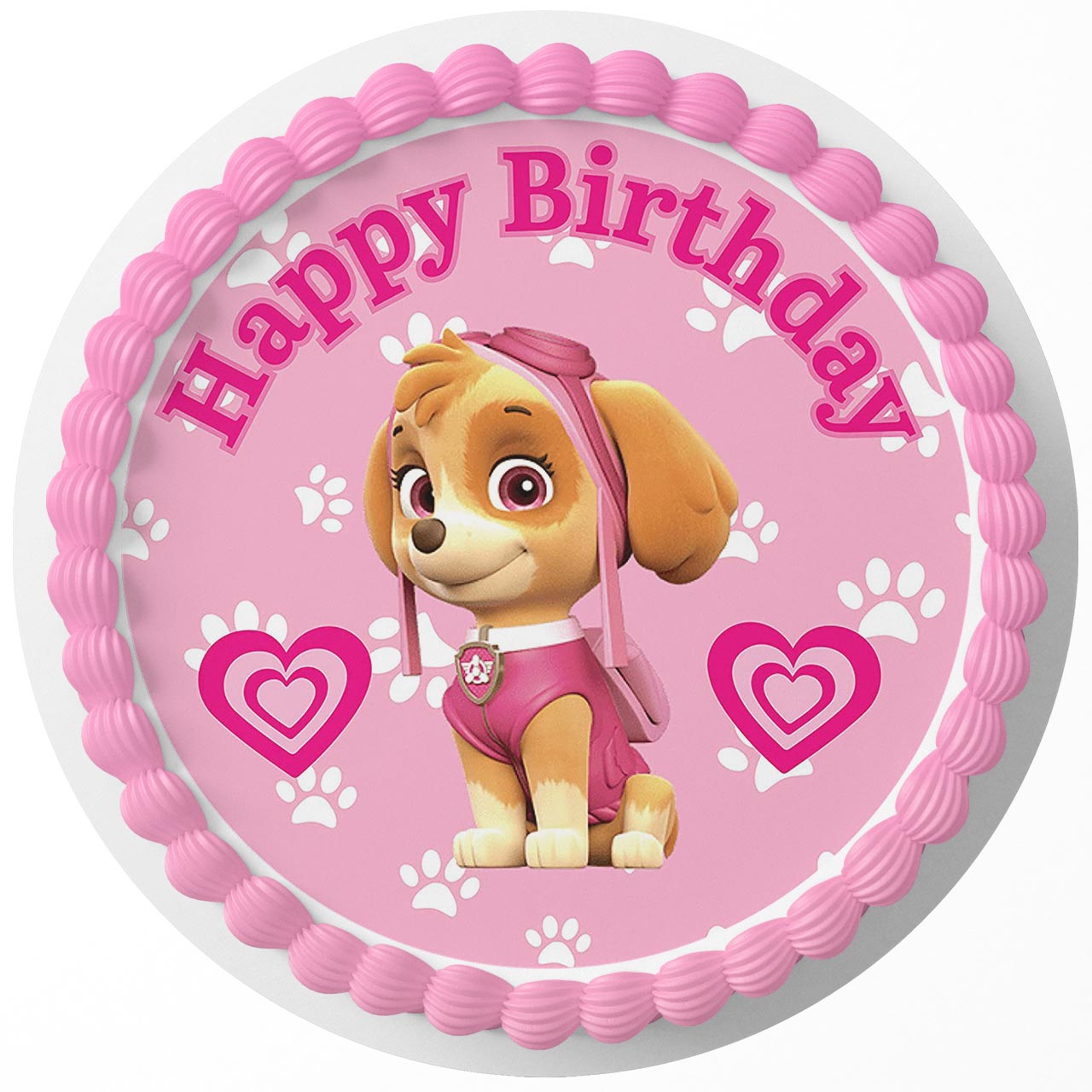 Puppies Paw Patrol Skye Pink Round – Icing Sheet Birthday - Personalized Edible Cake Topper | Custom Icing Sheet | Birthday Cake Decoration