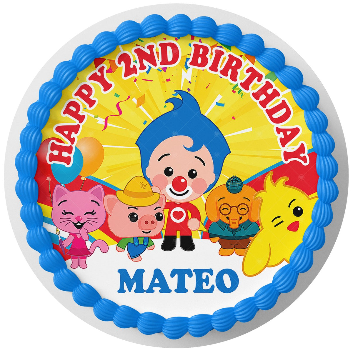 Payaso Plim Plim Edible Cake Topper Round Personalized Edible Cake Topper | Custom Icing Sheet | Birthday Cake Decoration
