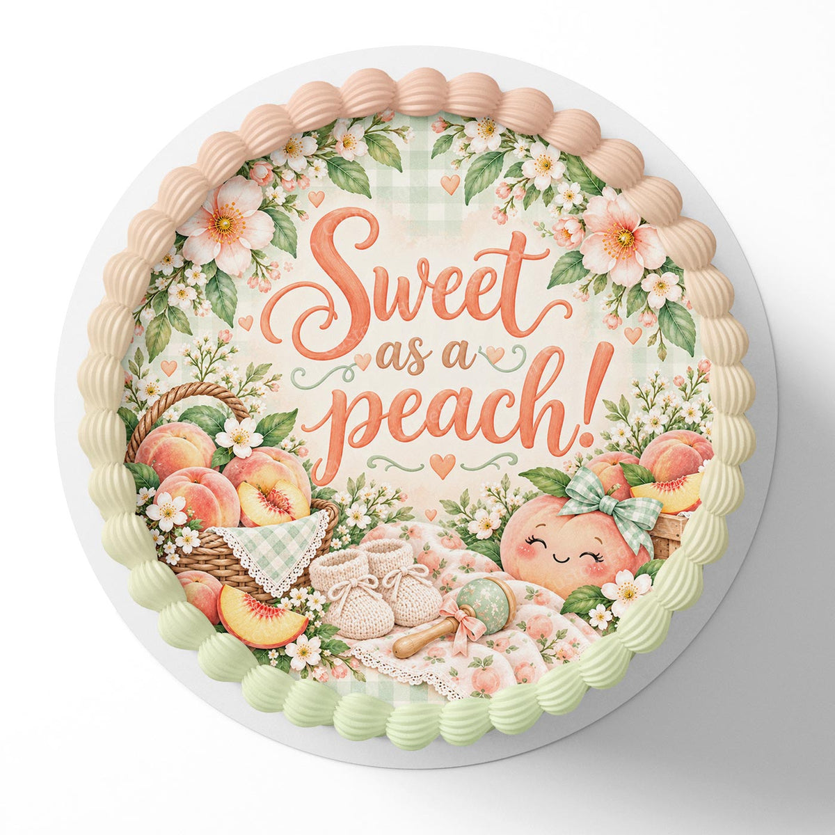 Sweet As a Peach! Edible Cake Topper Cake Decoration Photo Cake Image Custom