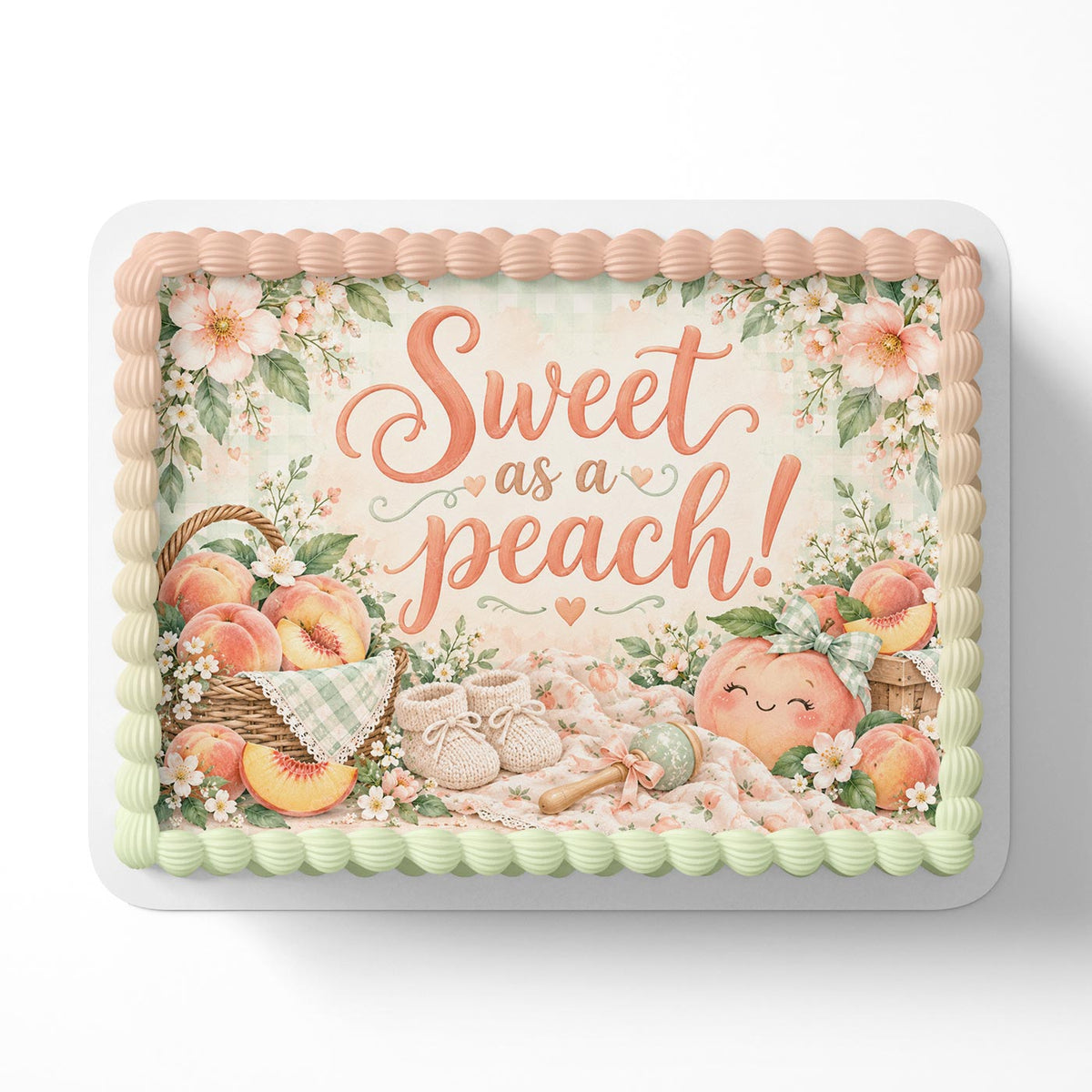 Sweet As a Peach! Edible Cake Topper Cake Decoration Photo Cake Image Custom