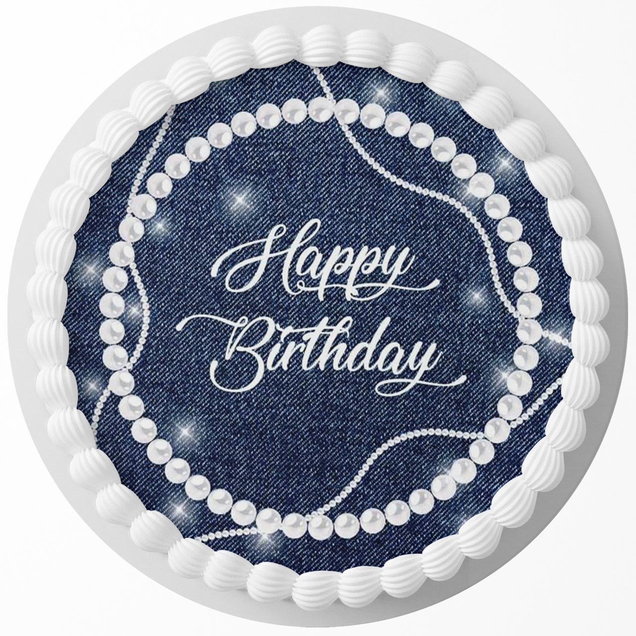 Pearl Love Glamour Round – Icing Sheet Birthday - Personalized Edible Cake Topper | Custom Icing Sheet | Birthday Cake Decoration