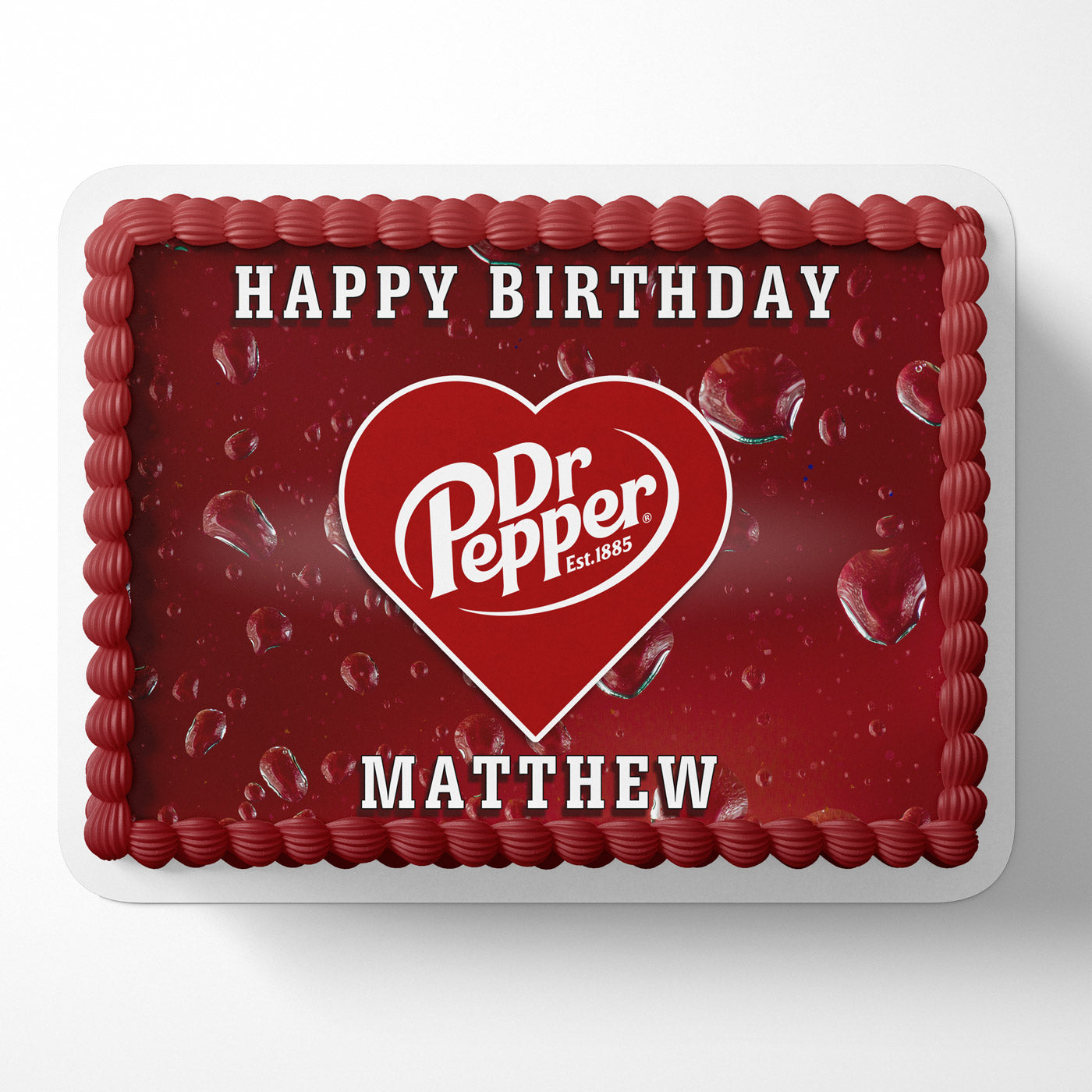 Dr Pepper Heart Icing Sheet - Edible Cake Topper | Birthday Cake Decoration | Photo Cake Image