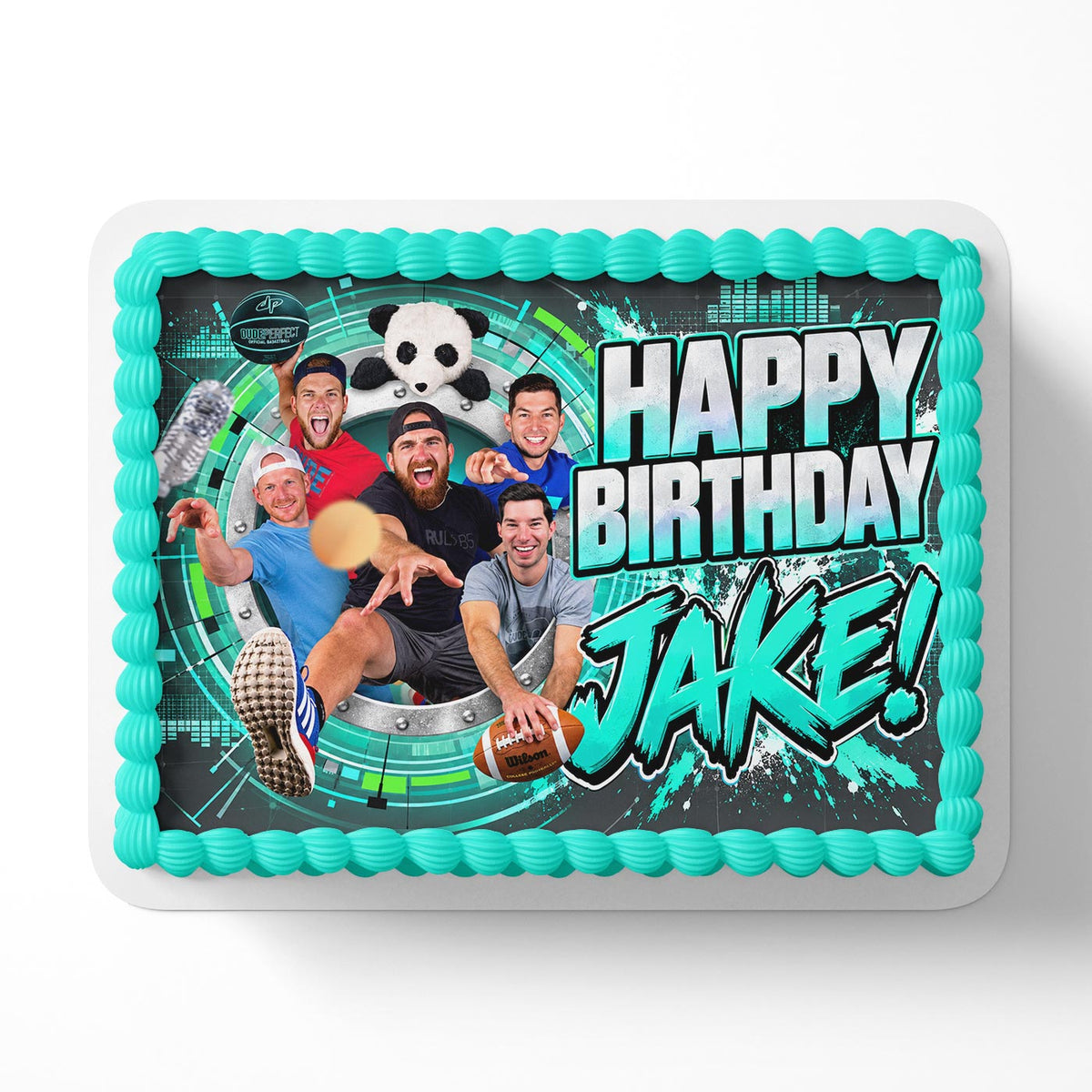 Dude Perfect Panda Edible Cake Topper | Birthday Cake Decoration | Photo Cake Image