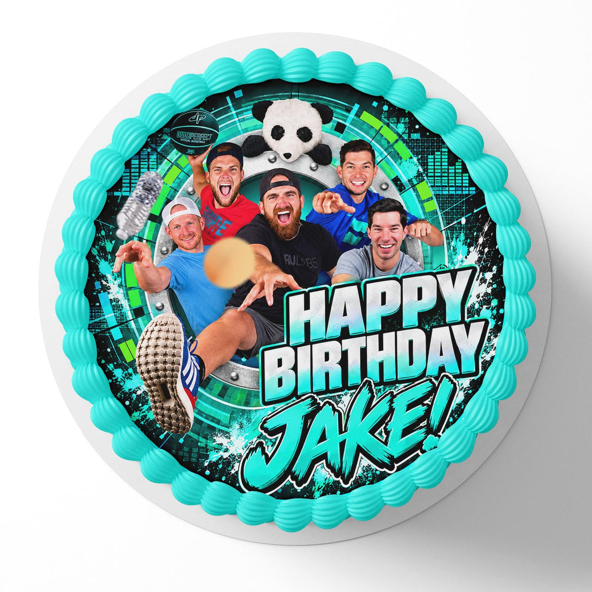 Dude Perfect Panda Edible Cake Topper | Birthday Cake Decoration | Photo Cake Image