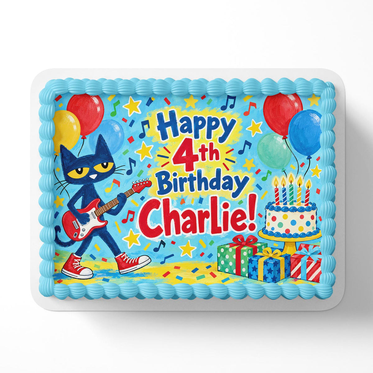 Pete The Cat Edible Cake Topper | Birthday Cake Decoration | Photo Cake Image | Custom Edible Cake Topper