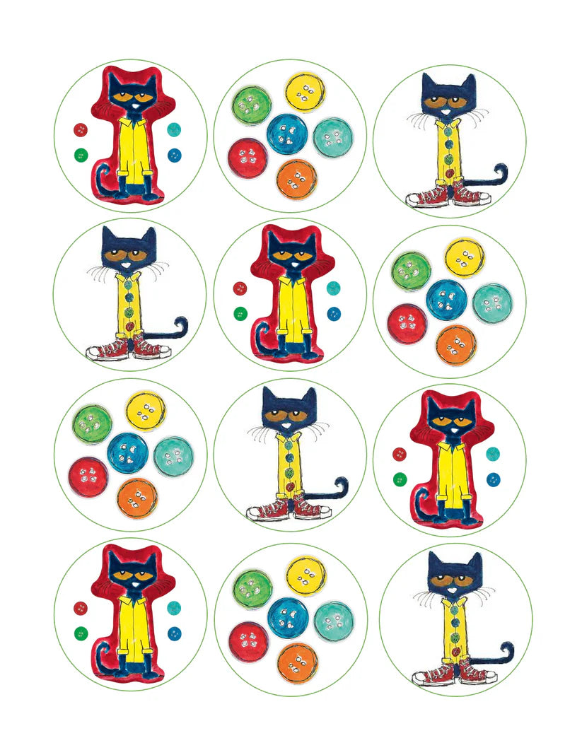 Pete the Cat Buttons Edible Cupcake Toppers Icing Sheet or Wafer Paper