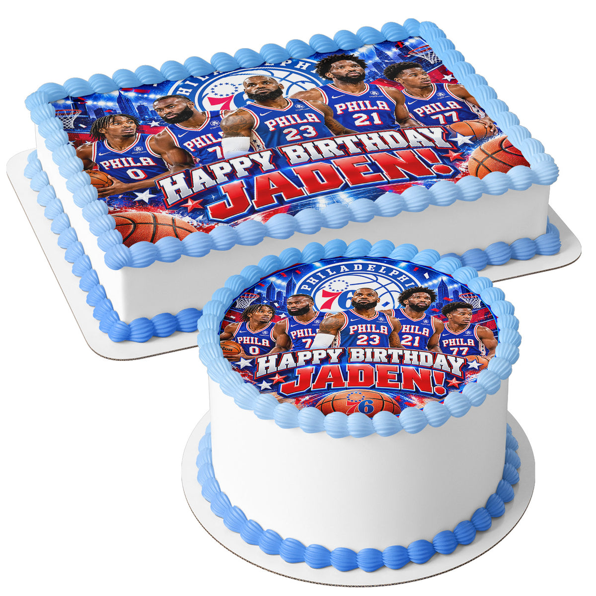 Phila Brown James Embiid Team Basketball 2026 Edible Cake Topper | Birthday Cake Decoration | Photo Cake Image | Custom Edible Cake Topper