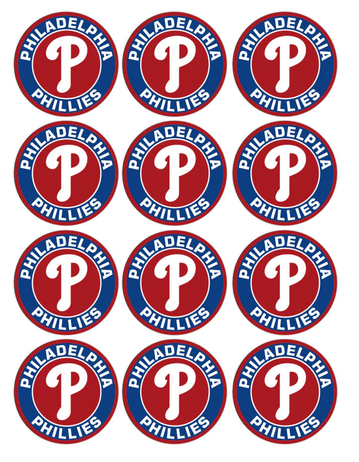 Philadelphia Phillies Edible Cupcake Toppers Icing Sheet or Wafer Paper