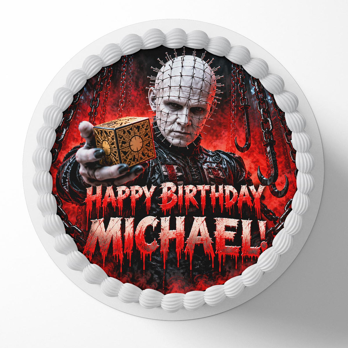 Pinhead Horror Edible Cake Topper | Birthday Cake Decoration | Photo Cake Image | Custom Edible Cake Topper