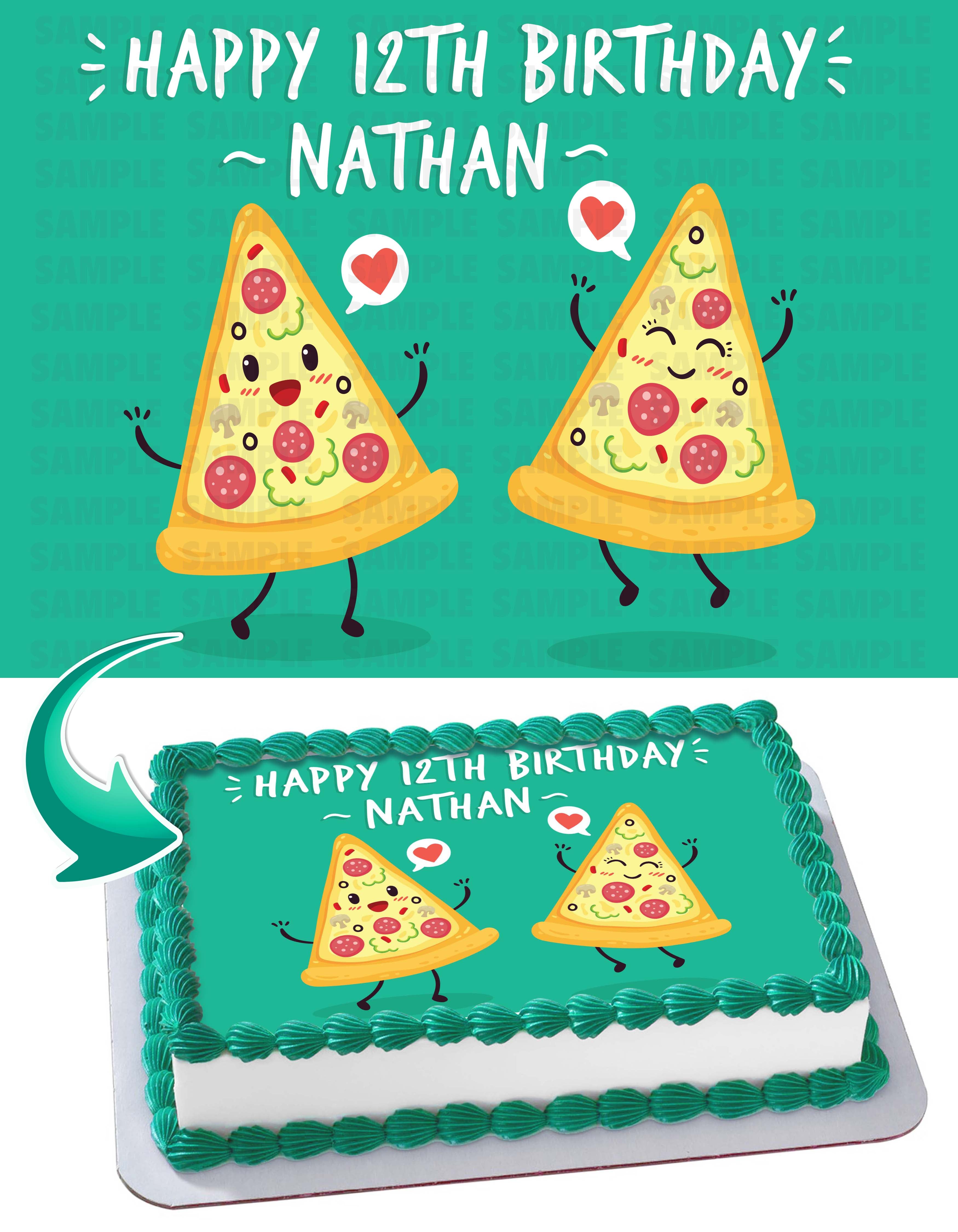 Pepperoni Pizza Lovers Edible Cake Topper