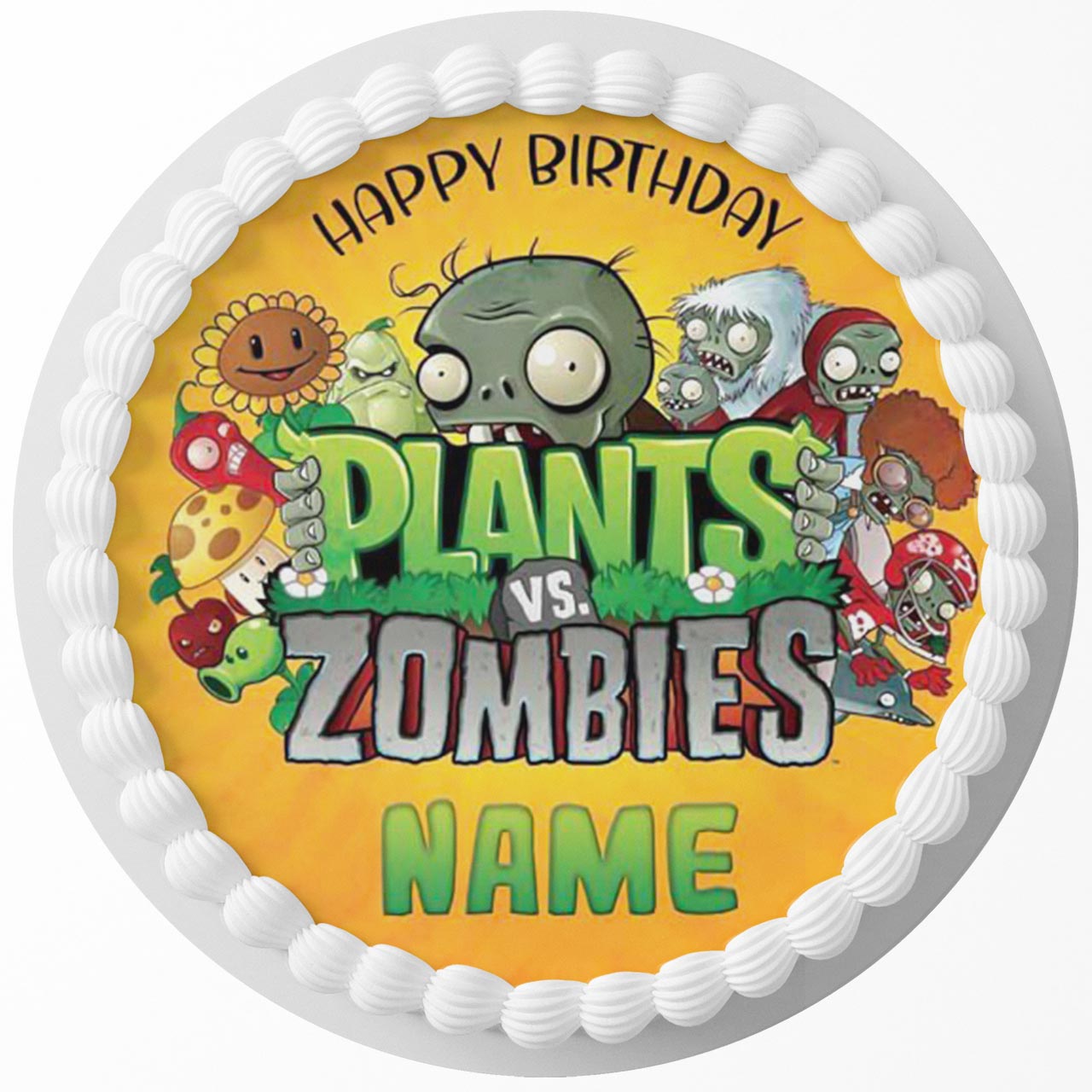 Plants and Zombies Y Round – Icing Sheet Birthday - Personalized Edible Cake Topper | Custom Icing Sheet | Birthday Cake Decoration