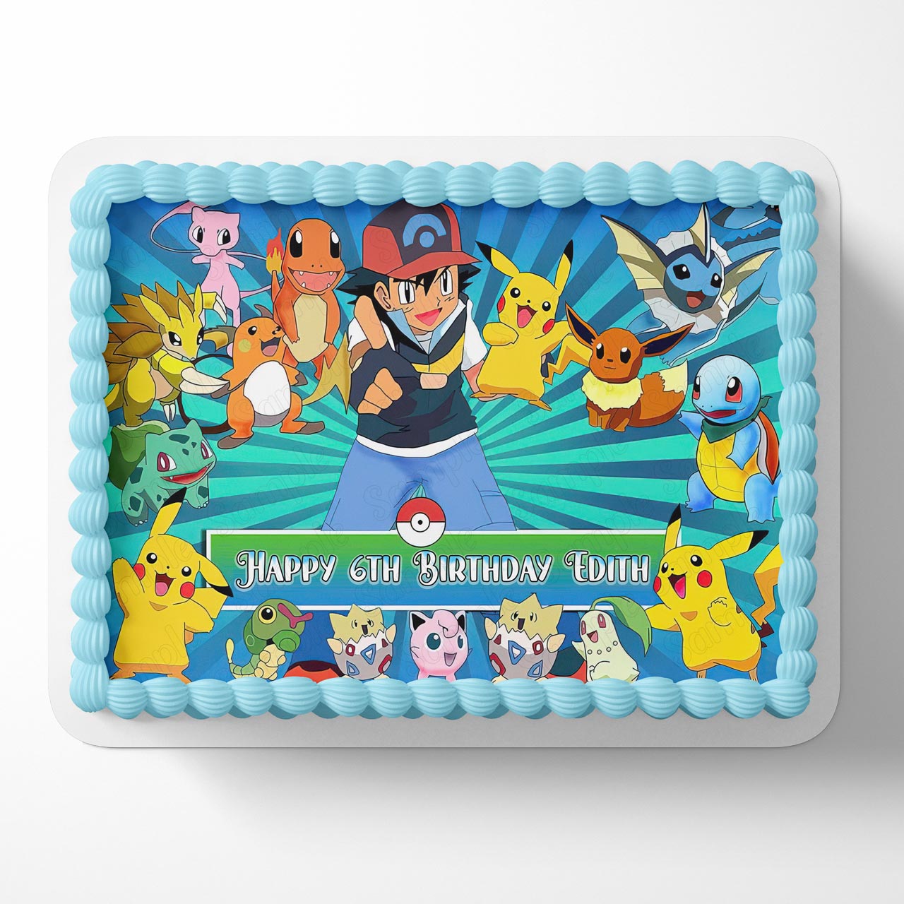 Pokekids Ash Pickachu Eve Kids Edible Cake Topper