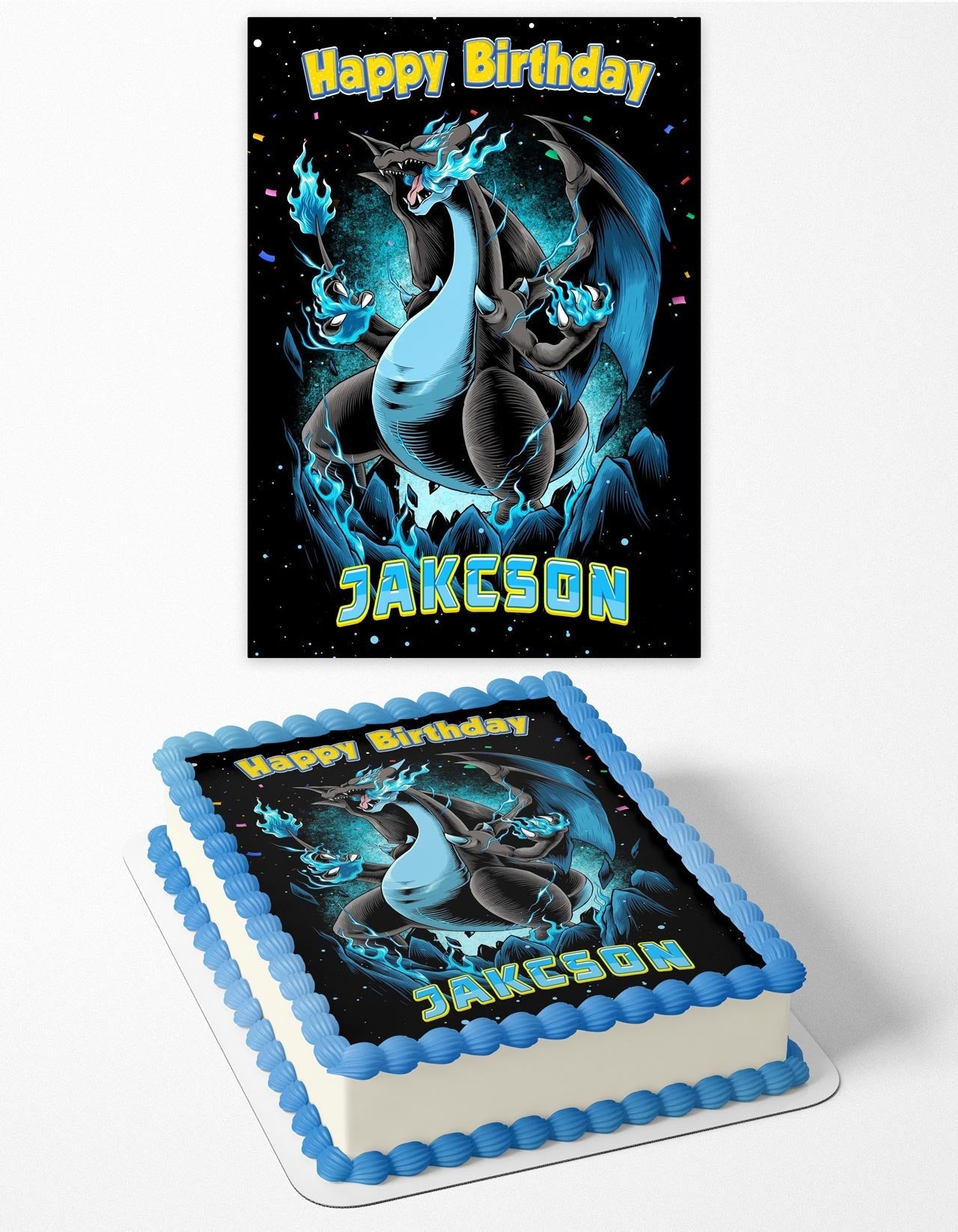 Pokekids Mega Charizard X Edible Cake Topper
