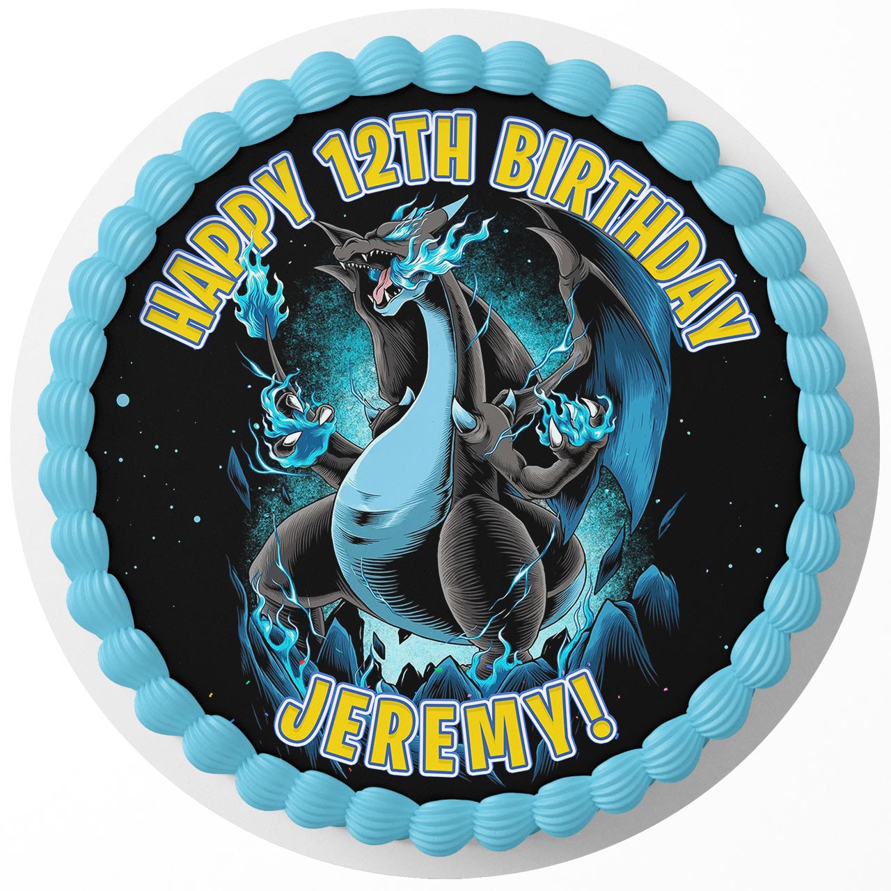 Pokekids Mega Chariza X Round – Icing Sheet Birthday - Personalized Edible Cake Topper | Custom Icing Sheet | Birthday Cake Decoration