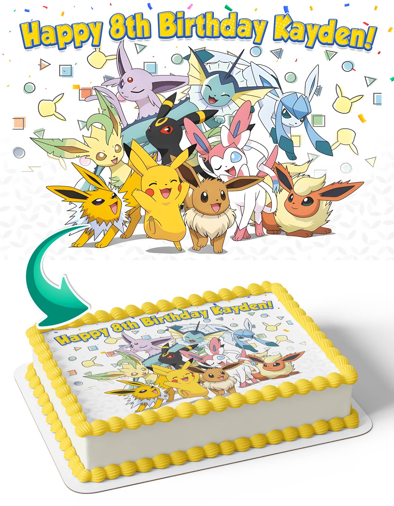 Pokekids Pikachu Eevee And Its Evolutions Edible Cake Topper