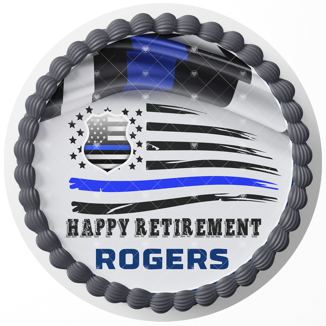 Police Flag PFR Round – Icing Sheet Birthday - Personalized Edible Cake Topper | Custom Icing Sheet | Birthday Cake Decoration | Photo Cake Image