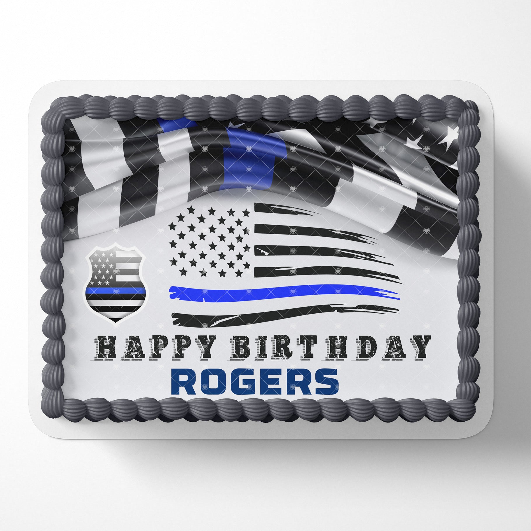 Police Flag Edible Cake Topper