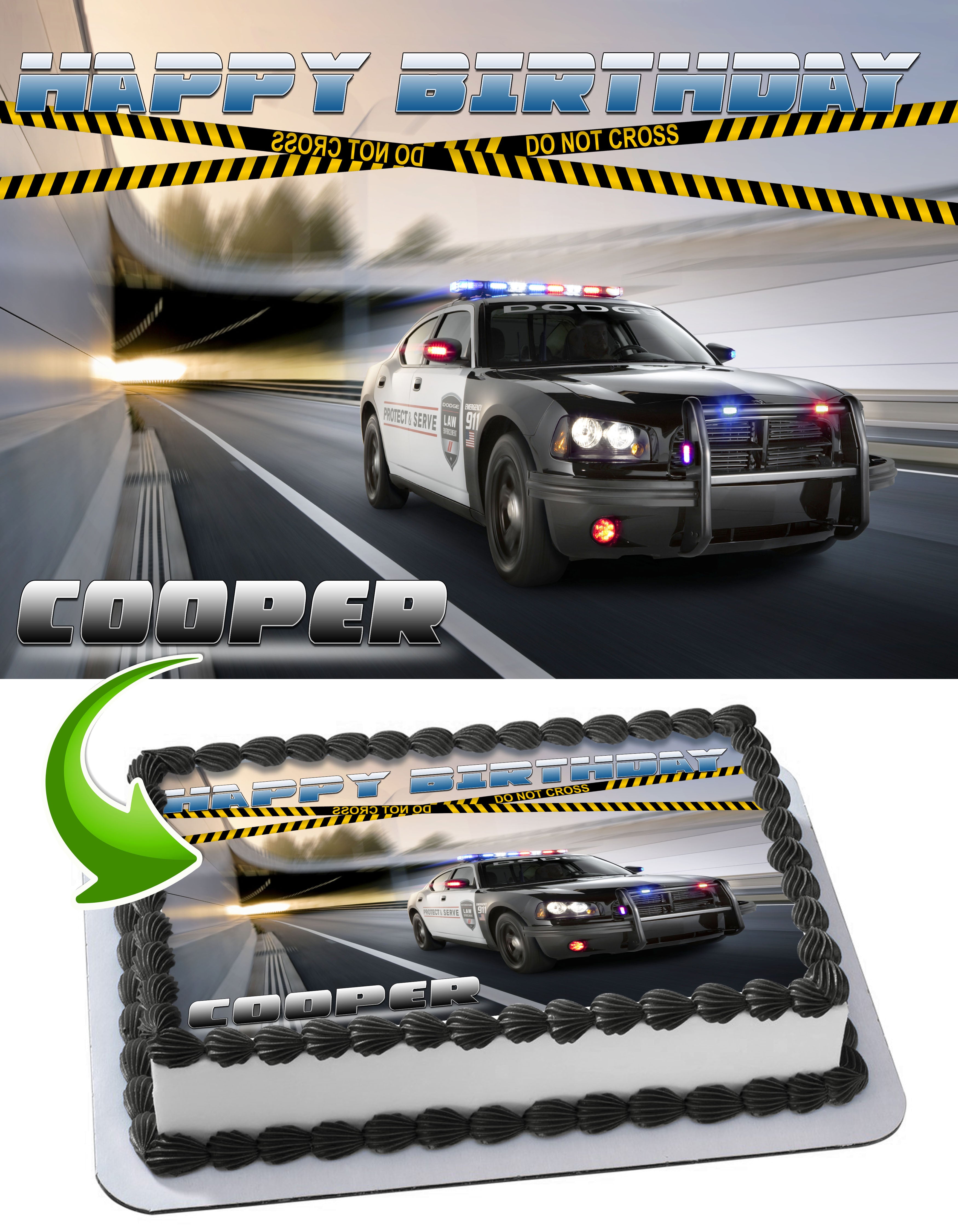 Police Patrol Car Edible Cake Topper